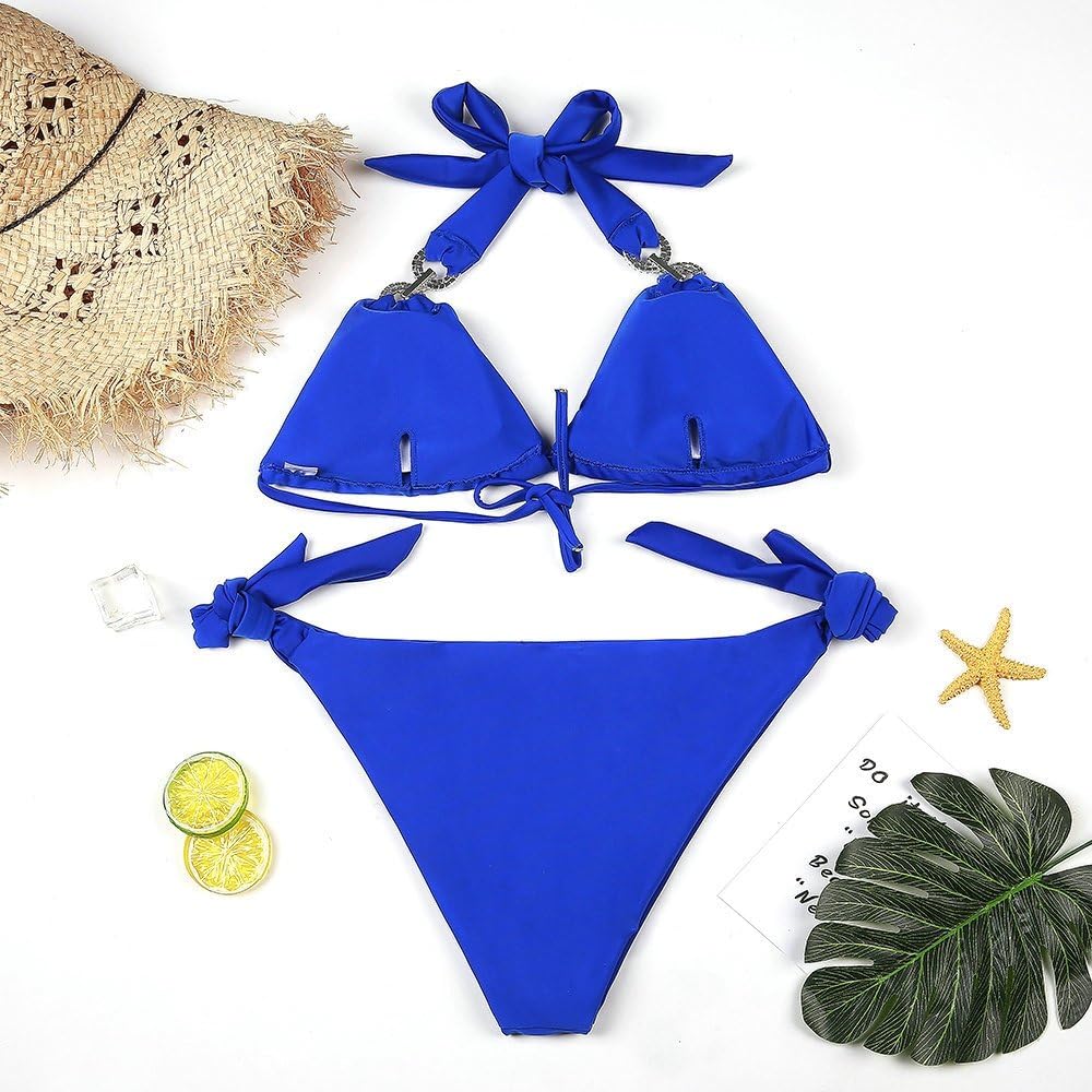 YAUASOPA Women 2PCS Shiny Diamond Bikini Set Tankini Sexy Bra Swimsuit Praty Bathing Suit - Image 4
