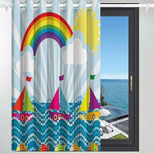 Miniatura 2 de Cortinas blackout decoración de dibujos animados personalizada, cortina para puerta oscura, cortinas para sombra de dormitorio (72 pulgadas de ancho
