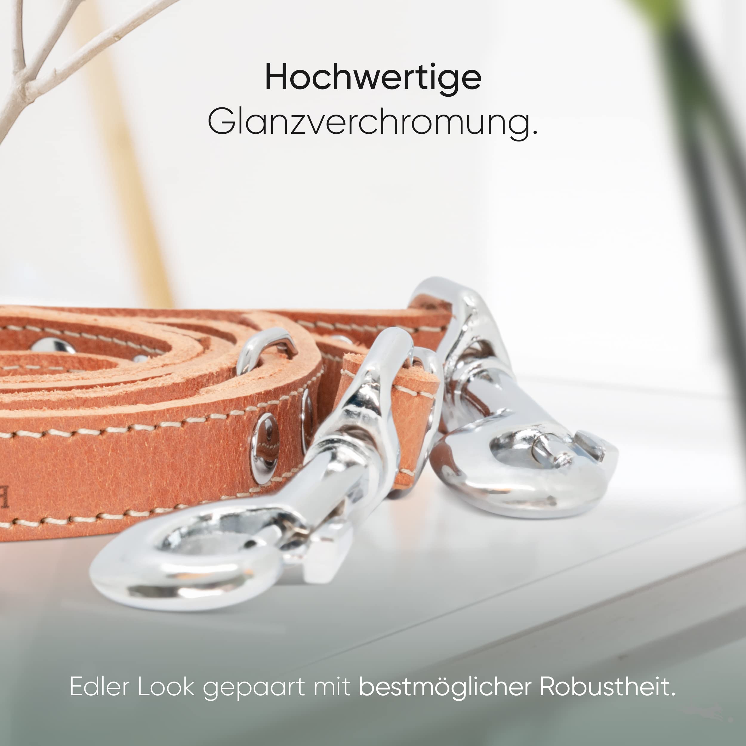 FREUDENTIER Hondenriem van leer, 2 m, leren riem verstelbaar, hondenriem van gecertificeerd vetleer voor kleine, middelgrote en grote honden, alsterufer collectie (chocolade, 20 mm breed