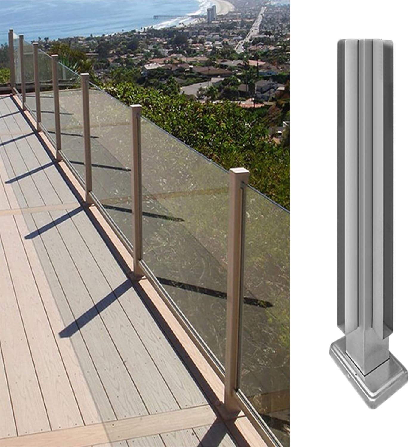 Pince de panneau en verre de 85 cm pour balustrade de balcon et clôture