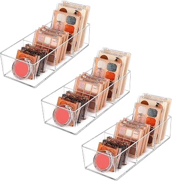 JessLab 2pcs Drawer Organizer Bundle with Drawer Organizer, 3 Slot, Transparent
