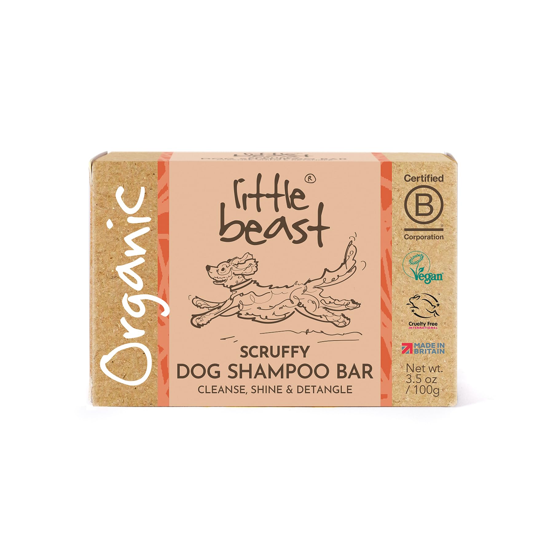 Little Beast Scruffy Dog Shampoo Bar | Detangling Dog Shampoo with Marshmallow Root Oil, Pink Clay & Shea Butter | Vegan, Cruelty-Free, No SLS or Parabens | 100g