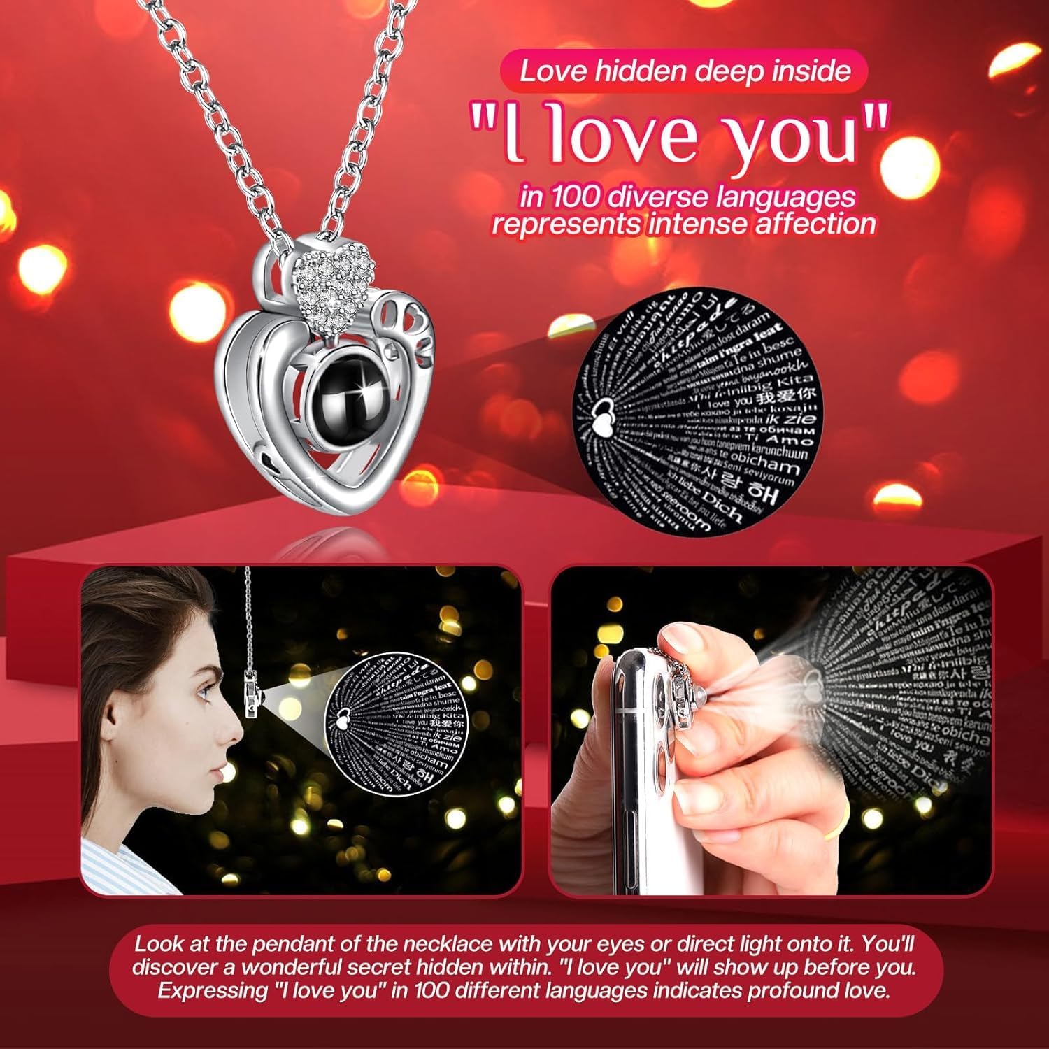 Gifts for Her - Preserved Real Rose with Necklace I Love You in 100 Languages, Music & Light Eternal Rose Gifts for Women, Grandma, Wife, Girlfriend on Birthday, Anniversary, Valentines Day - Image 5