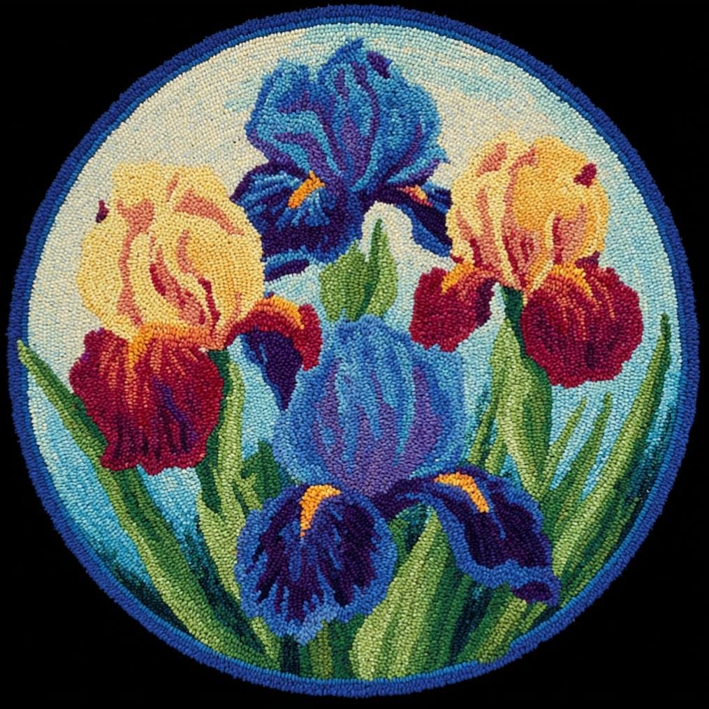 Latch Hook Rug Making Kit Irises 50X50Cm