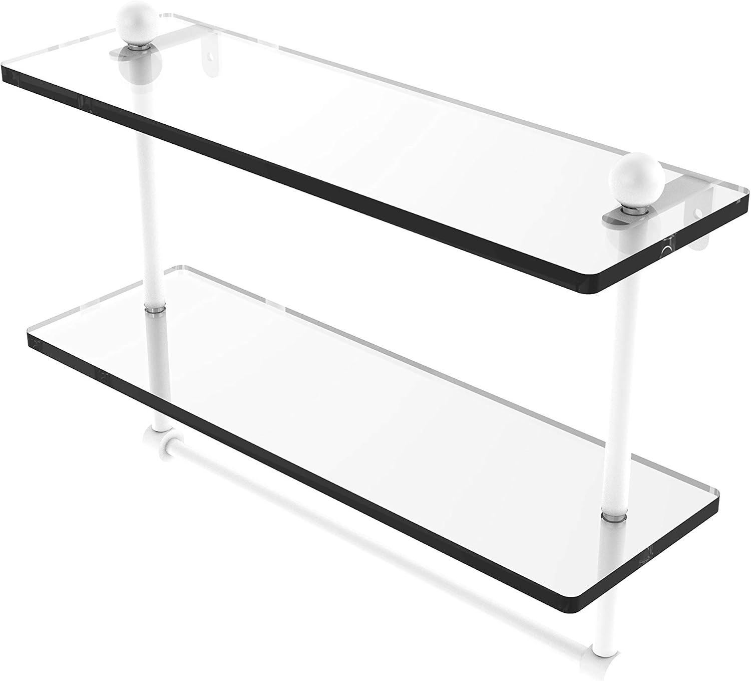 Allied Brass PR-2/16TB 16 Inch Two Tiered Integrated Towel Bar Glass Shelf, Oil Rubbed Bronze