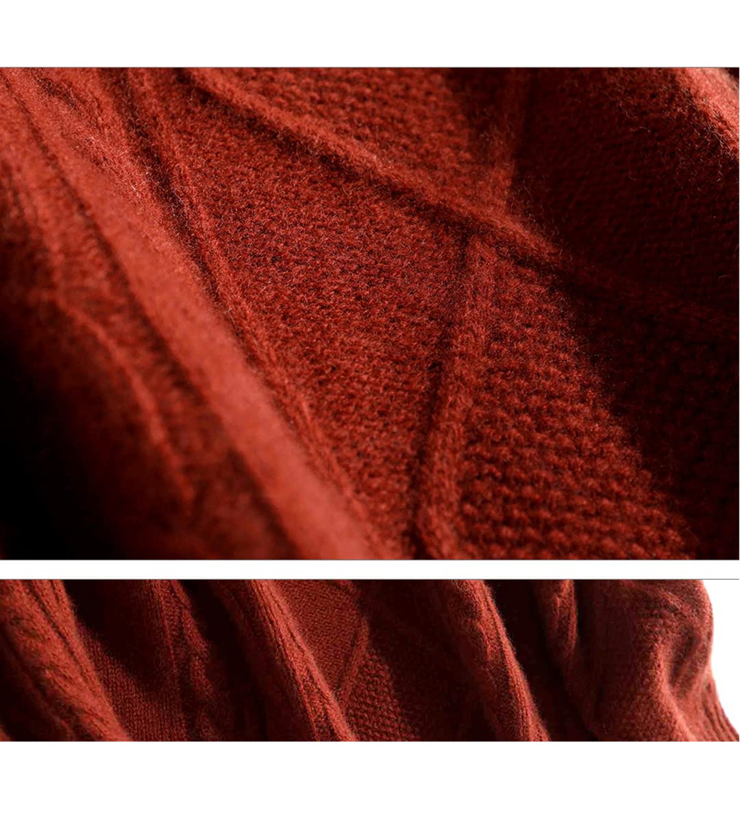 Disimlarl Maglione da donna in cashmere in lana merino calda autunno inverno maglione, Marrone chiaro, M