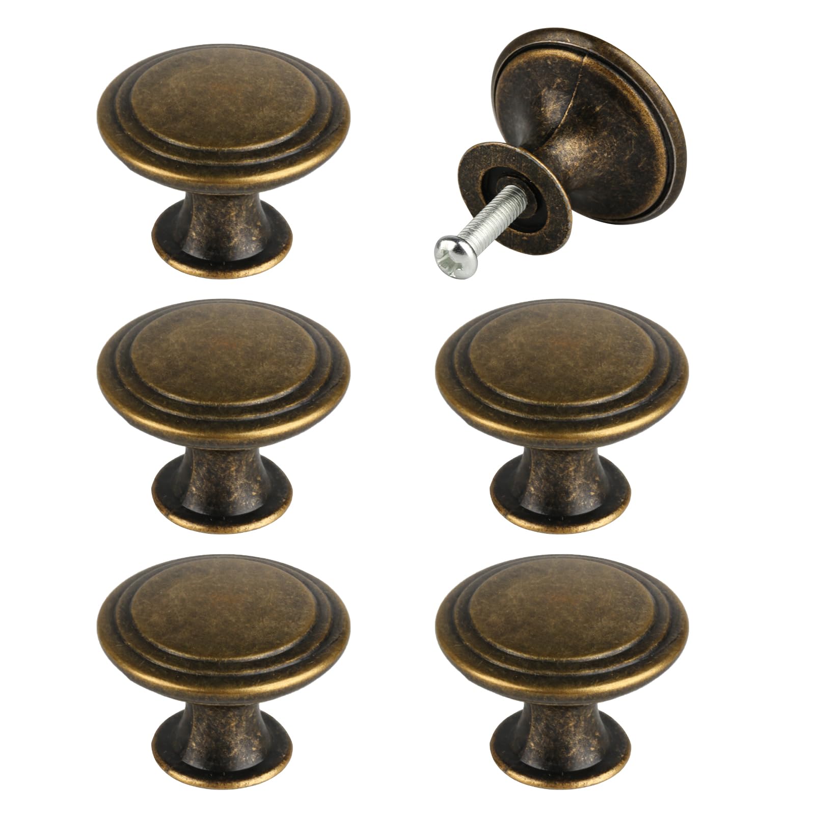 6 Pz Pomelli per Mobili Vintage, 30 mm Pomelli per Cassetti, Pomello per Mobili Vintage Bronzo Rotonde, Maniglia Maniglie Mobili Cucina per Porte Armadio Cassetto Ante di Mobile