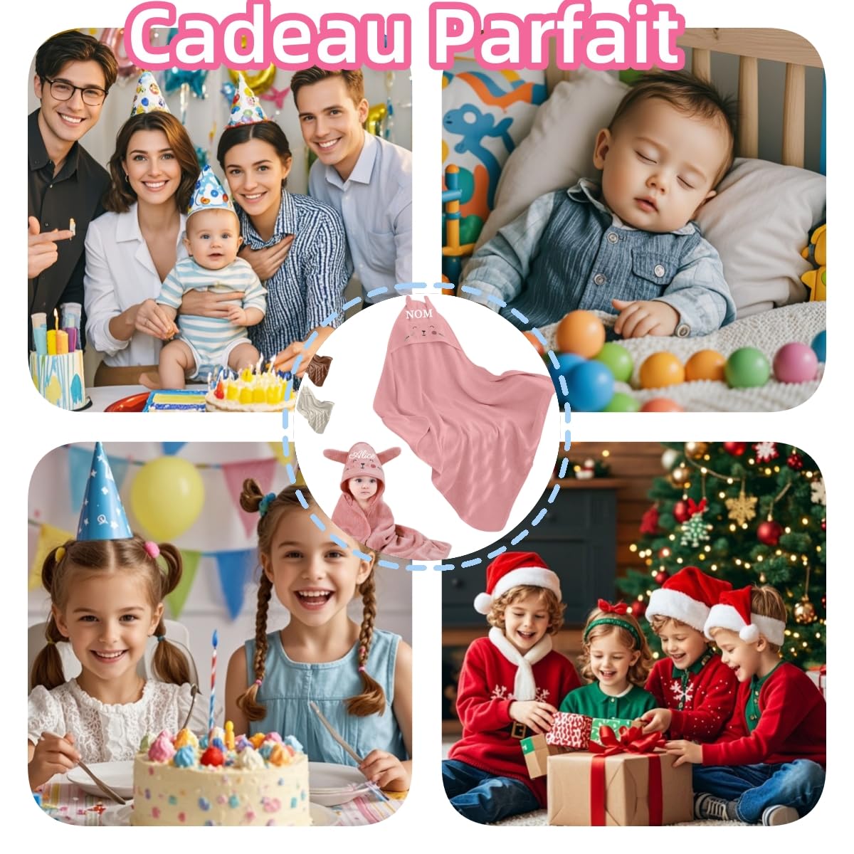 Générique Cape de Bain Bebe Personnalisable - Brodé avec Nom, Cadeau Naissance Personnalisé, Cadeau Personnalisé Bebe, Sortie de Bain Bebe Douce et Sûr, pour Bain Bebe et Bébé Dort (Marron)