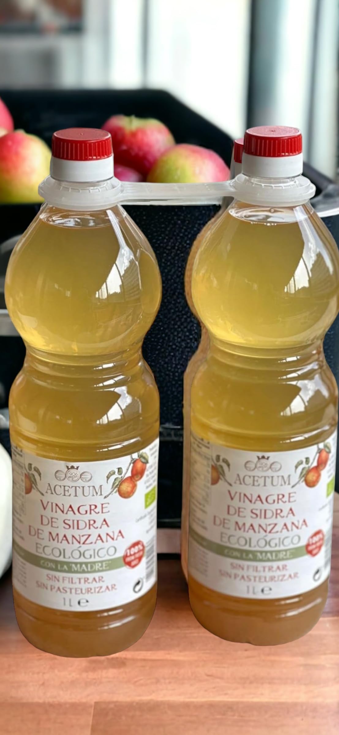 Vinagre Sidra de Manzana con Madre Ecológico Orgánico Sin Filtrar Sin Pasteurizar 2L (2x1L)