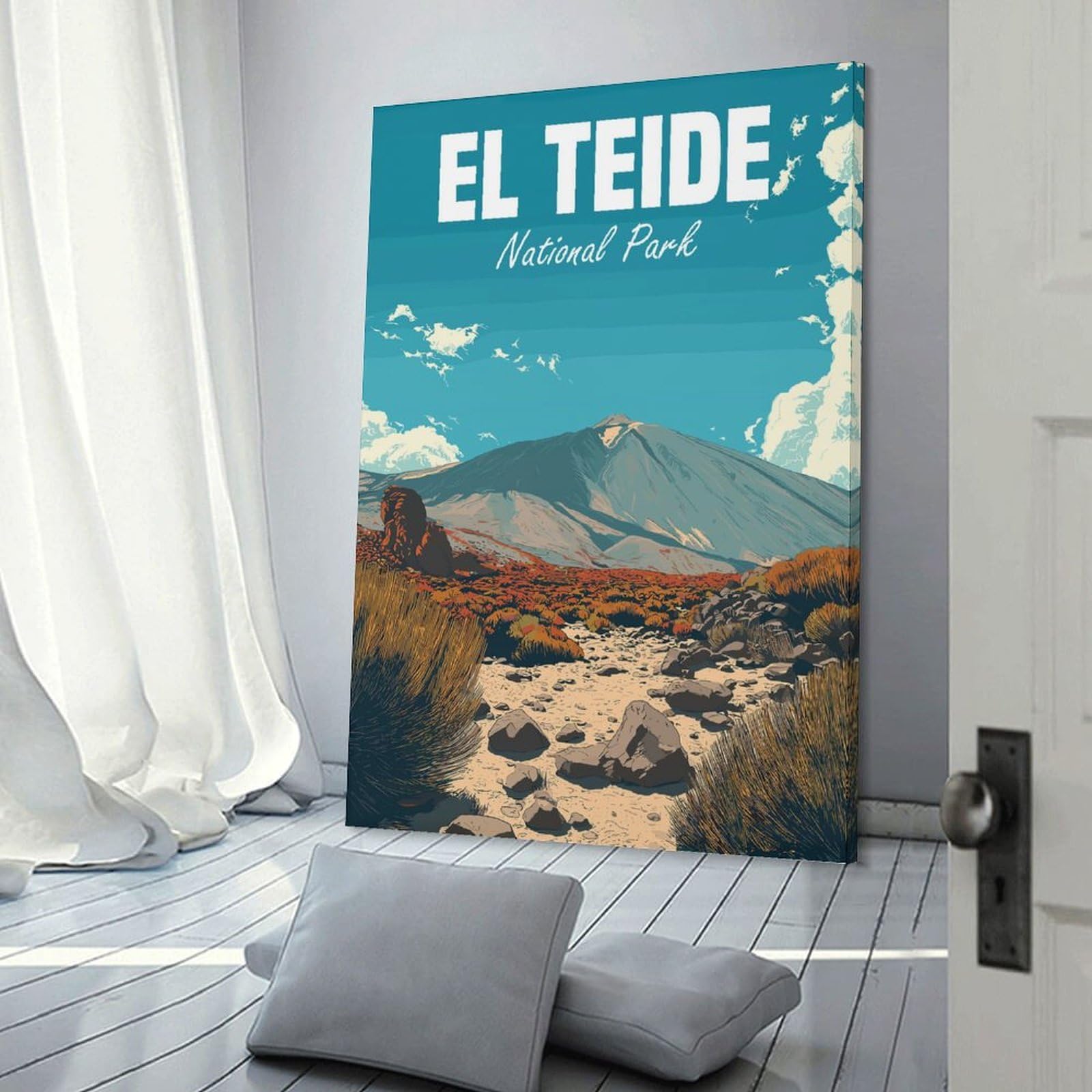 Junmoney Frame-Style-23 El Teide National Park Canvas Art Print, 20X30inch(50X75cm), For Hallway, Bedroom Or Modern Interiors, A Wall Art Gift For Fresh Interiors