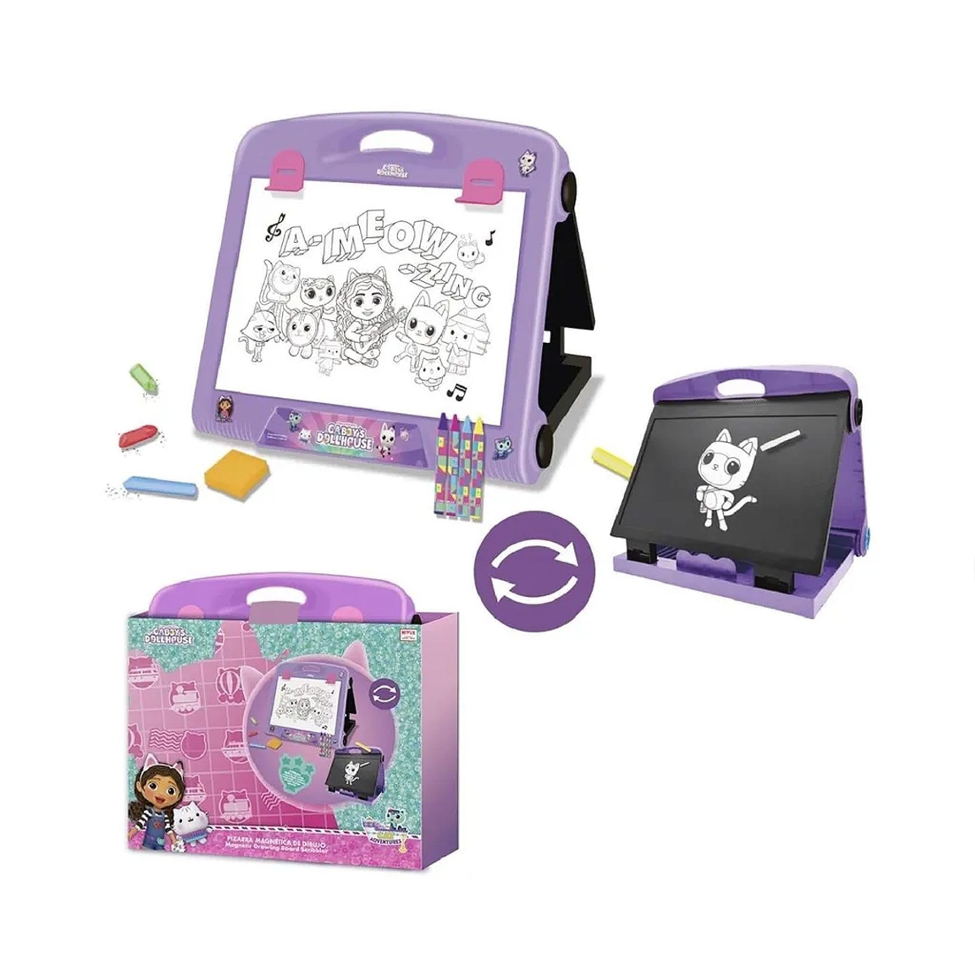 Magnetisches Zeichenbrett „Gabby's Dollhouse“ mit Tragetasche und Zubehör – wiederverwendbares Schreibbrett für Kinder für Mädchen und Fans von „Gabby's Dollhouse“