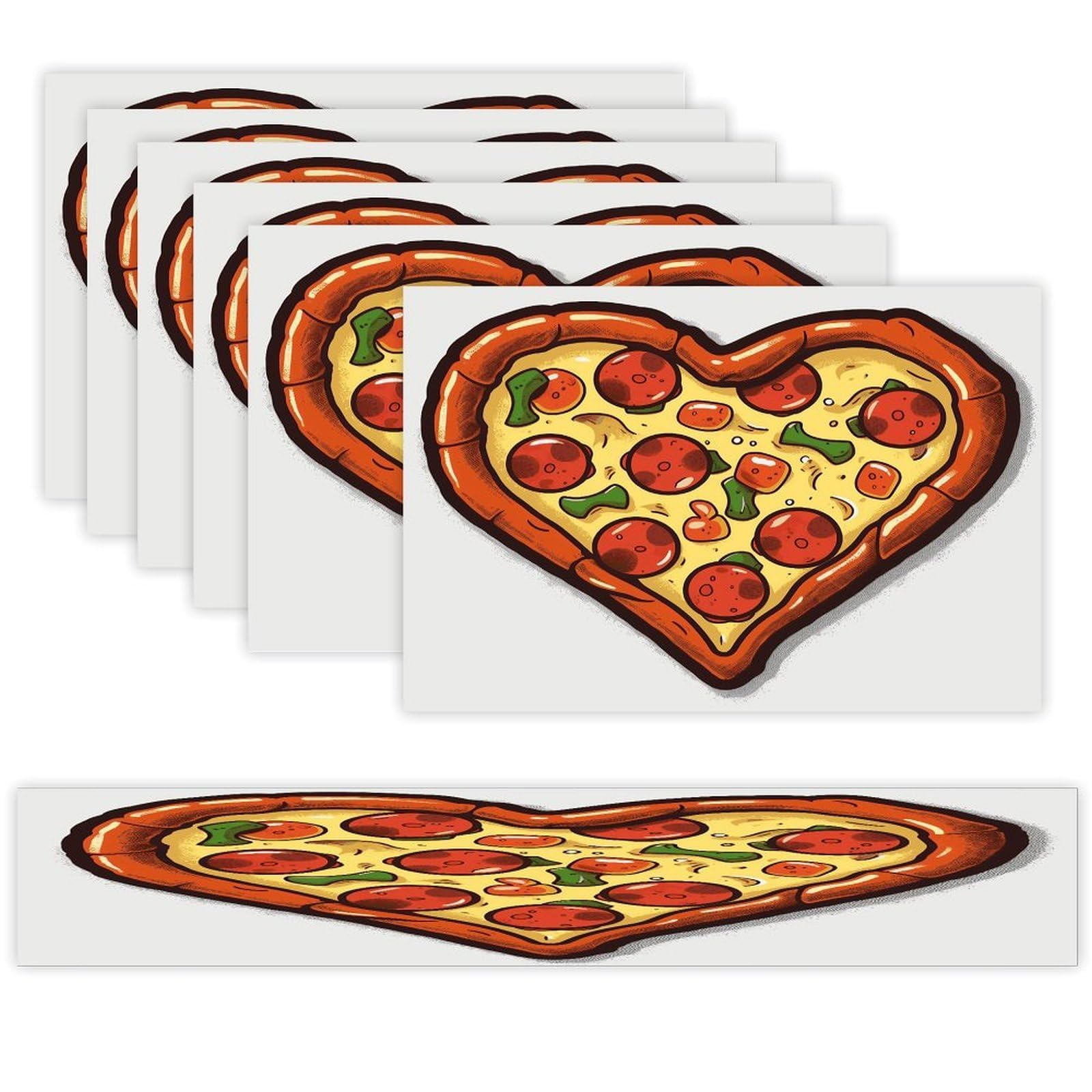 I Love Pizza Heart Table Runner and Placemats Set of 6 Heat Resistant Table Runner Place Mats Modern Cloth Table Mat Washable Linen Placemat Festive Reusable Set