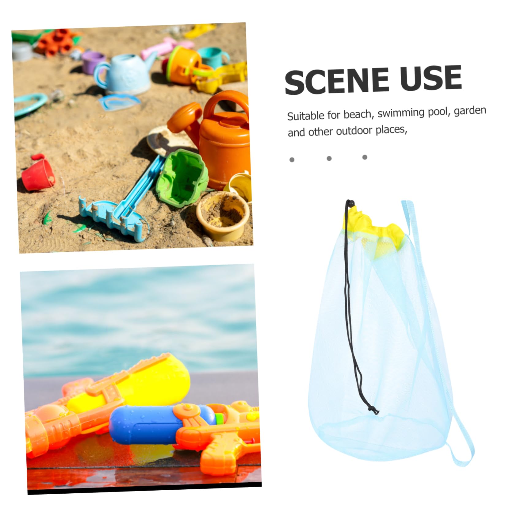 GALPADA 5pièces De Plage Garçon Fille Maille Poche De Rangement Pour Outils De Jardinage Et Jouets De Plage à Cordon Pratique Pour Activités Extérieures Et