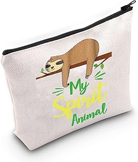 LEVLO Funny Sloth Cosmetic Make Up Bag Sloth Lover Inspired Gift My Spirit Animal Is A Sloth Makeup Zipper Pouch Bag For Women Girls, Spirit Animal Sloth, Large