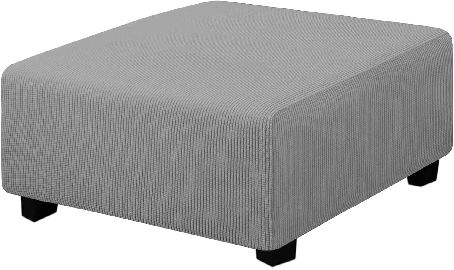 Easy-Going Stretch Square Ottoman Cover 40x40x15 inch Folding Storage Stool Furniture Protector Soft Rectangle slipcover with Elastic Bottom Light Grey