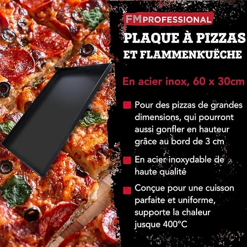 FM Professional 8714 Plaque à pizza rectangulaire en email, plaque four, plaque à pâtisserie résistante 400°C 60 x 40 cm - 3
