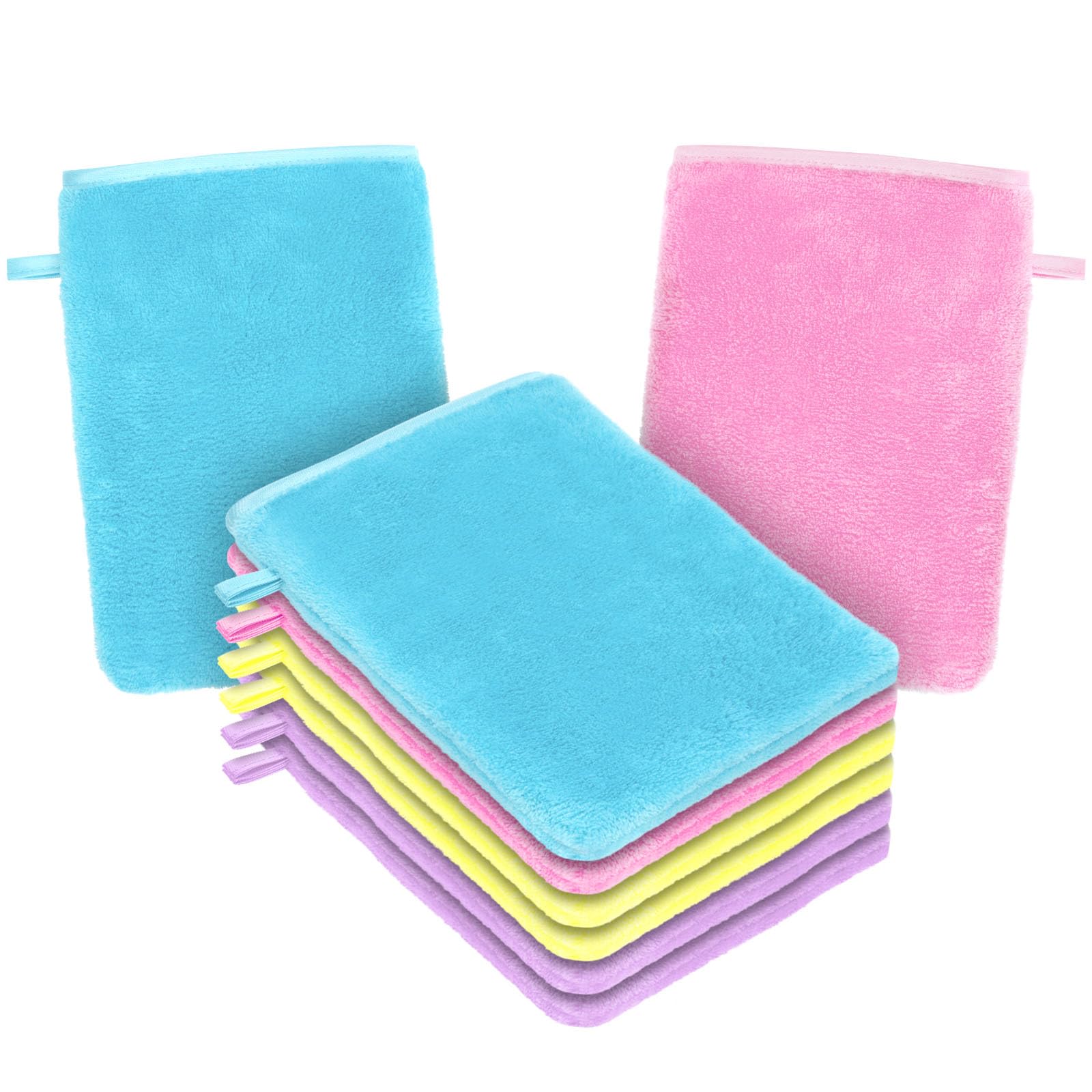 HOTUT 8 Pack Microfiber Body Wash Mitts, 15x20 cm Flannels Soft Shower Face Mitts, Face Cleansing Mitts, Soft Face Mitten, Bath SPA Cloth, Reusable Makeup Remover Mitt Gloves (4 Colors)