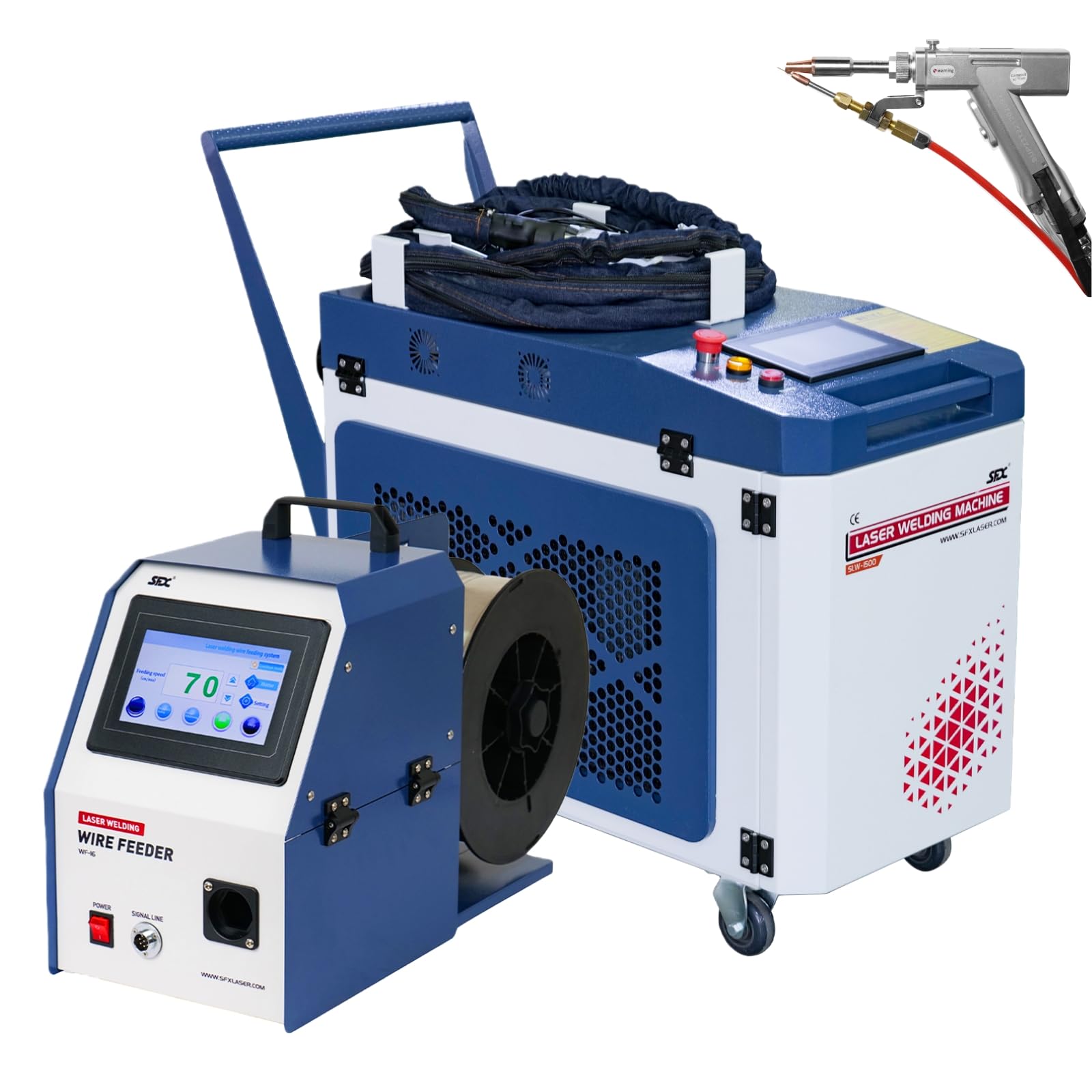 Laser Welding Machine 1500 W (0.874mW) 2-in-1 Laser Welder 220V Handheld Fiber Laser Welding Gun Welding Class 2 with Auto Wire Feeder for Metal Carbon Stainless Steel Aluminum, etc.