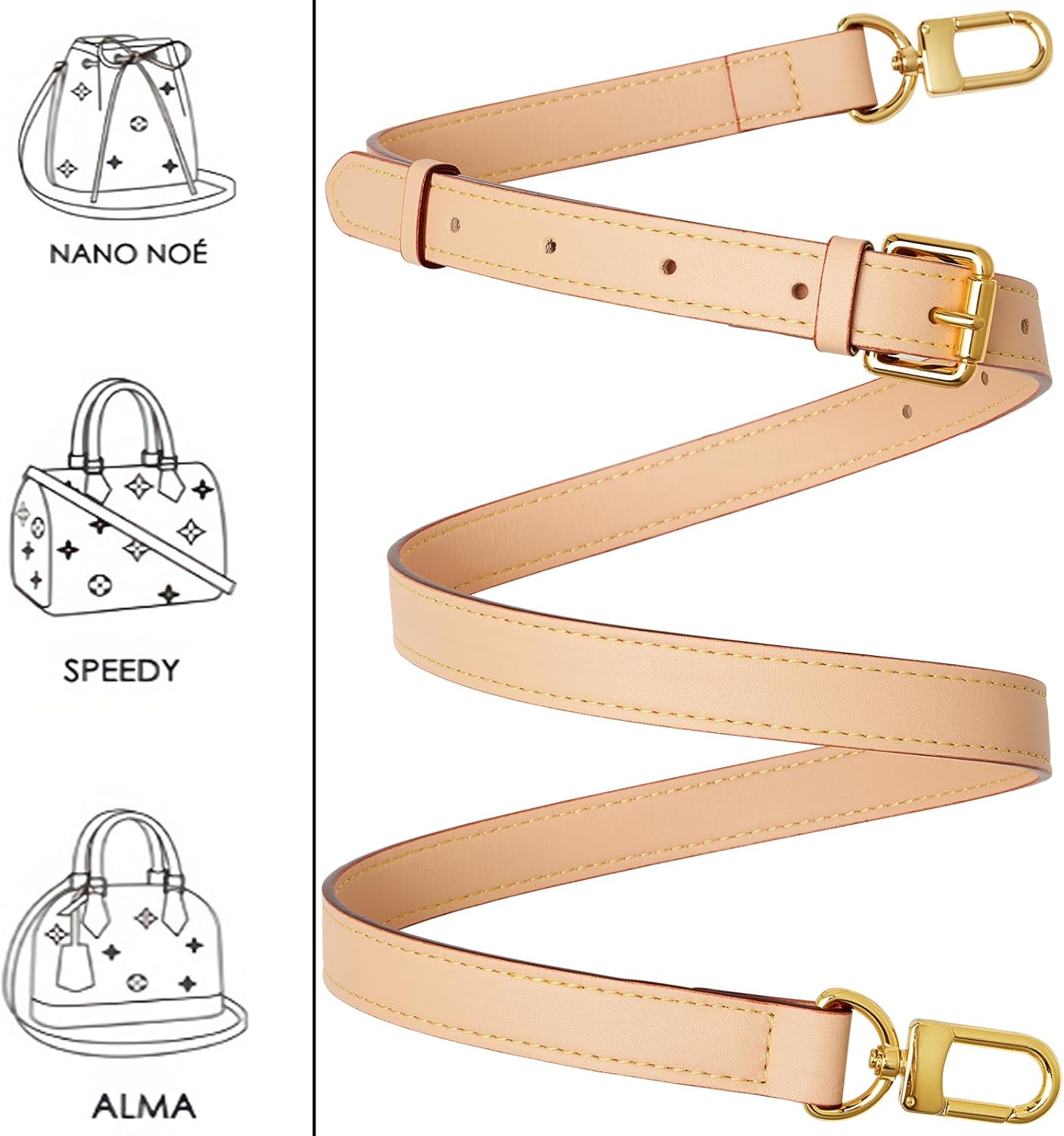 Genuine Vachetta Leather Crossbody Strap Genuine Leather Adjustable Replacement Strap for Shoulder Bag Handbag Purse - Image 5