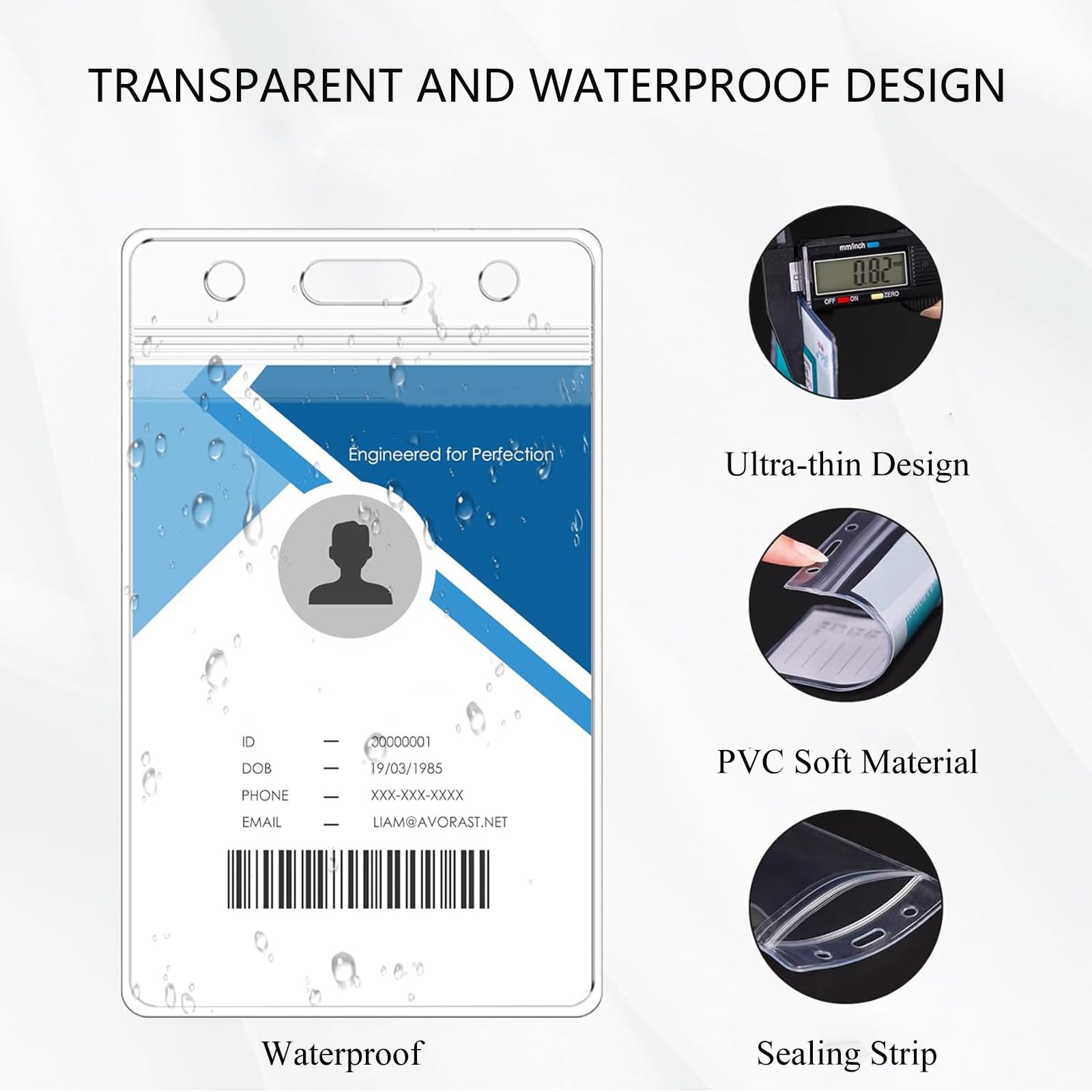 Porta Badge Da Collo Con Cordino - Custodia Trasparente Impermeabile Per Card E Badge - Foto 5