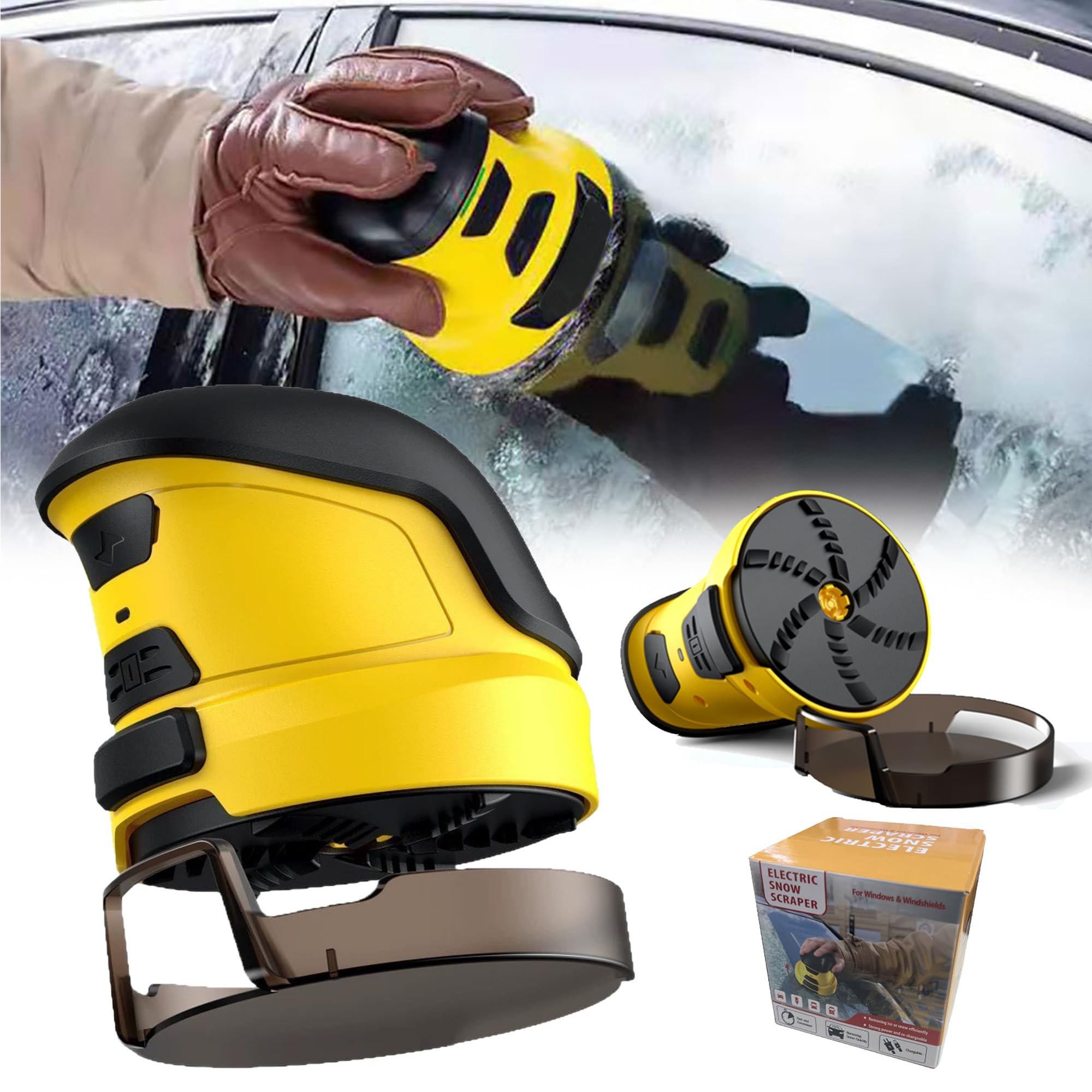 Rascador de hielo eléctrico, removedor de parabrisas motorizado inalámbrico con disco giratorio de 200 RPM para una rápida eliminación de heladas y nieve para conducción en invierno