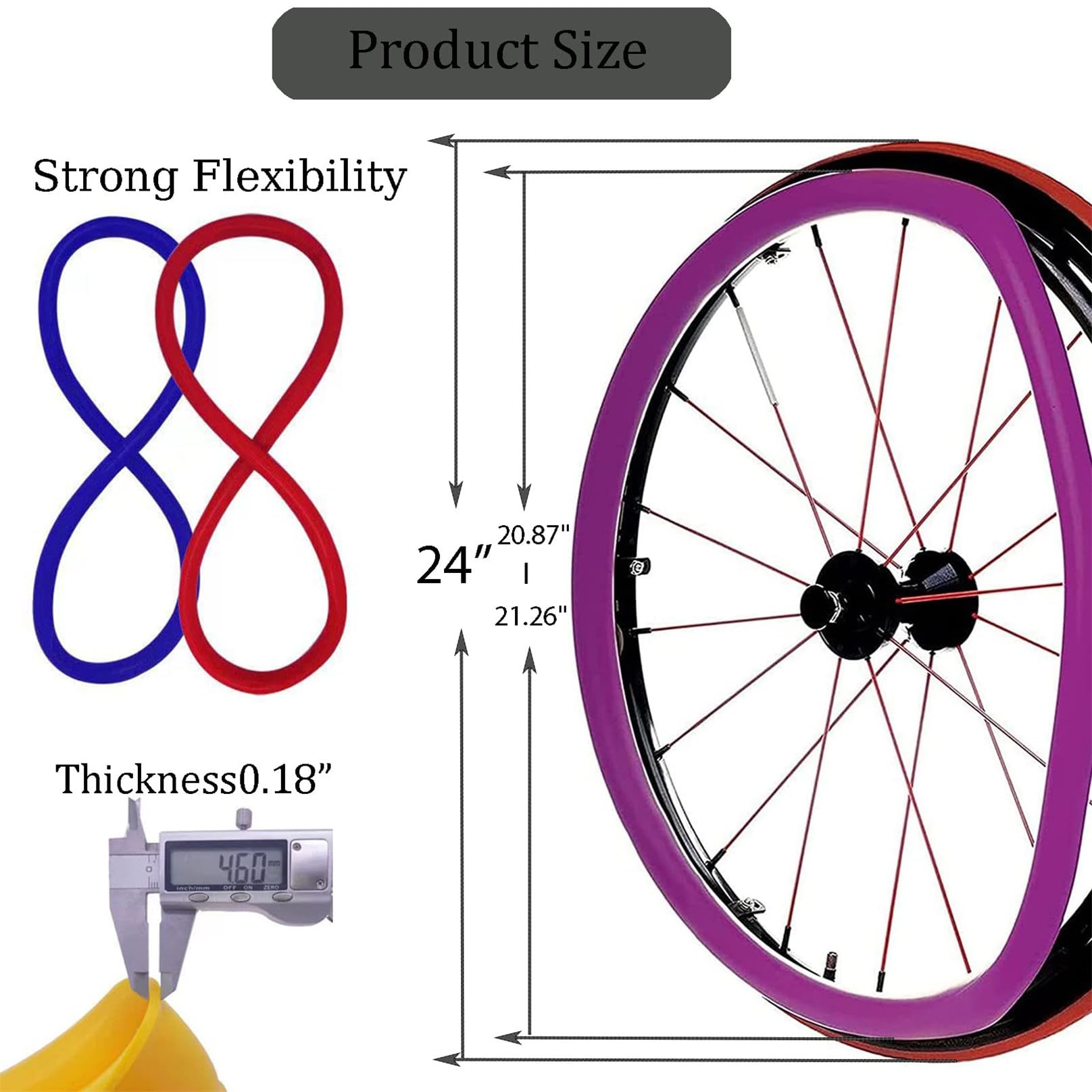 Copricerchi per Sedia a rotelle da 22/24 Pollici, copriruota per Sedia a rotelle, copriruota per Sedia a rotelle Sportiva con Ruota Posteriore, Resistenti all'Usura, migliorano la