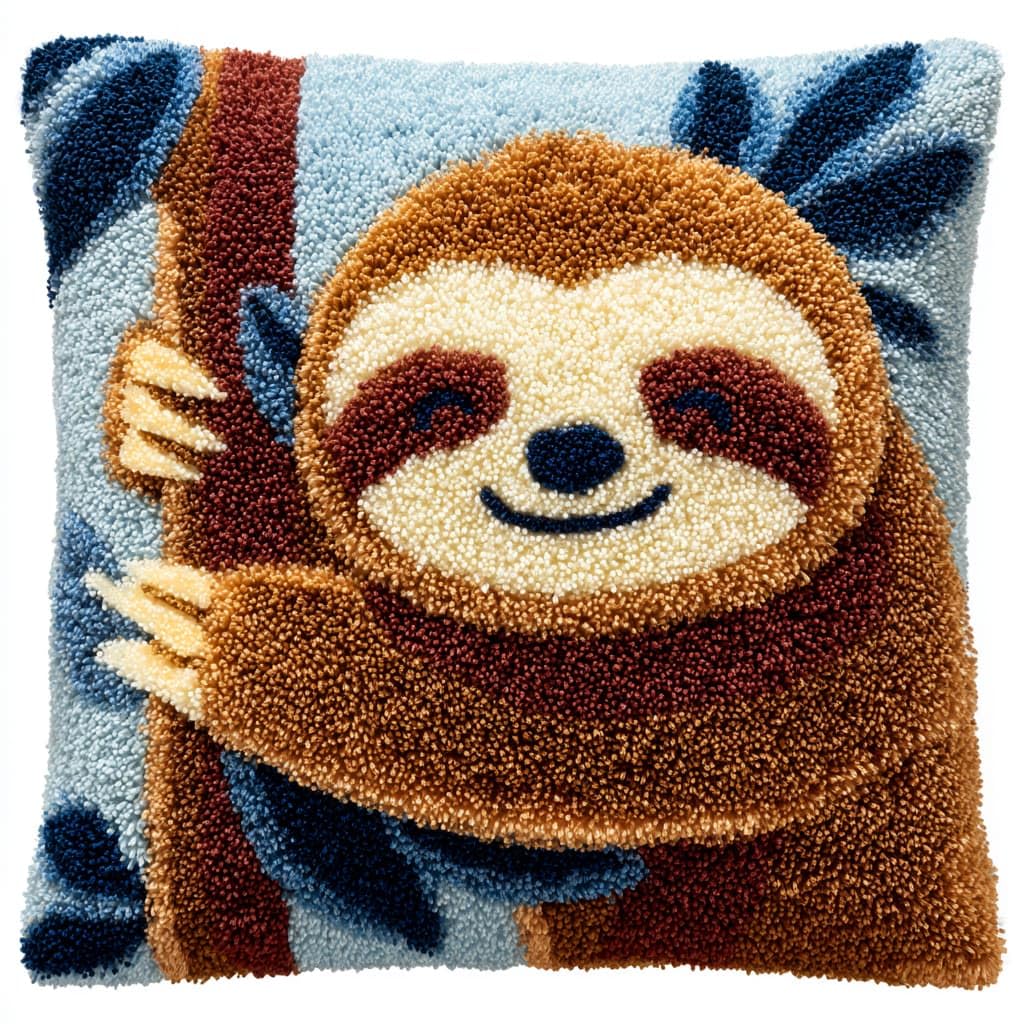 WallustrioaW Latch Hook Kits DIY Throw Pillow Cover,Animal Sloth