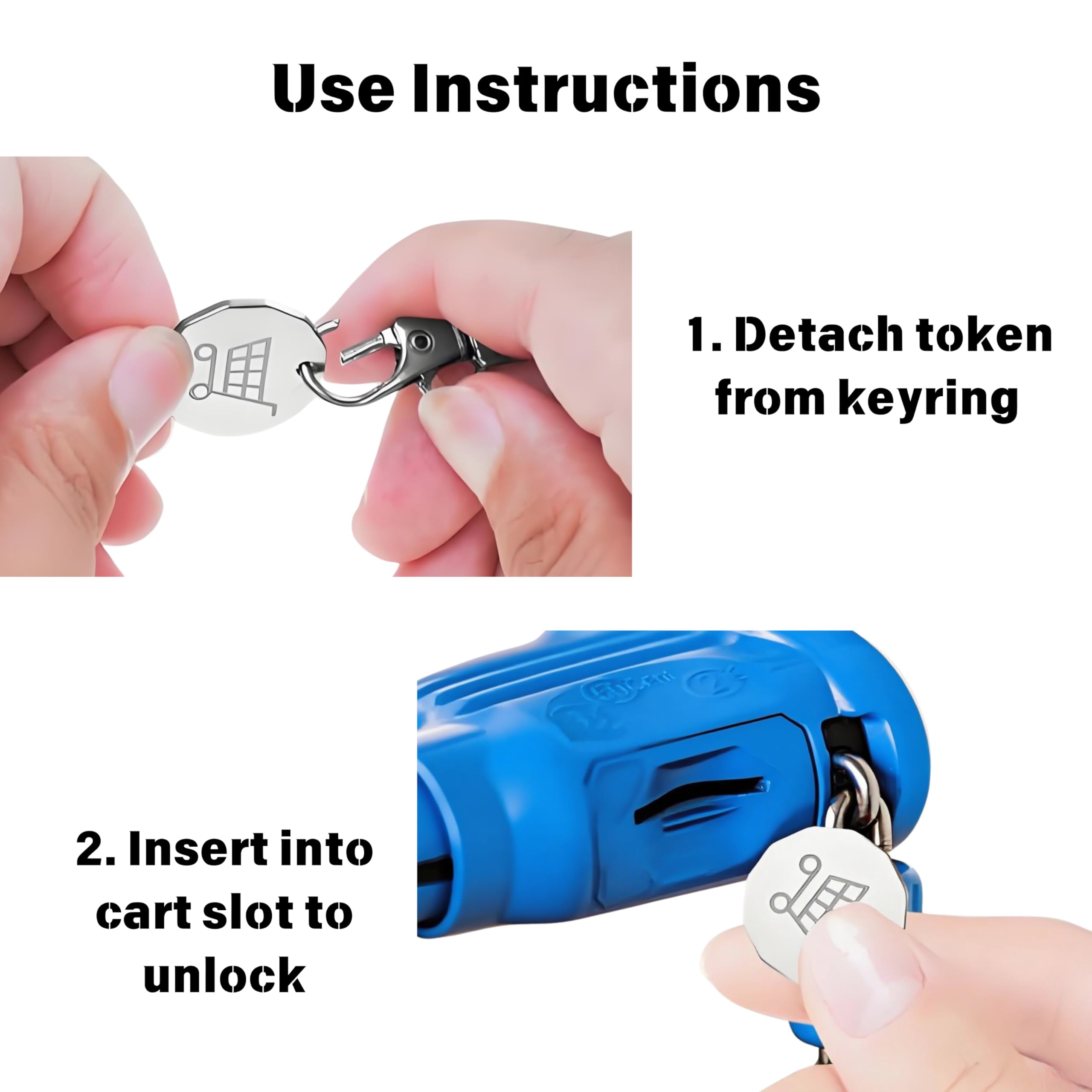 10 Pack Shopping Cart Tokens Keyring - Supermarket Cart Coins with Pound Replacement, Silver - Image 4