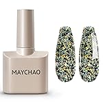 MAYCHAO 15ML Eggshell Black Glitter Gel Nail Polish 1Pc Black Glitter Gel Polish Soak off Gel Polish Nail Art Manicure Salon DIY at Home, 0.5 OZ