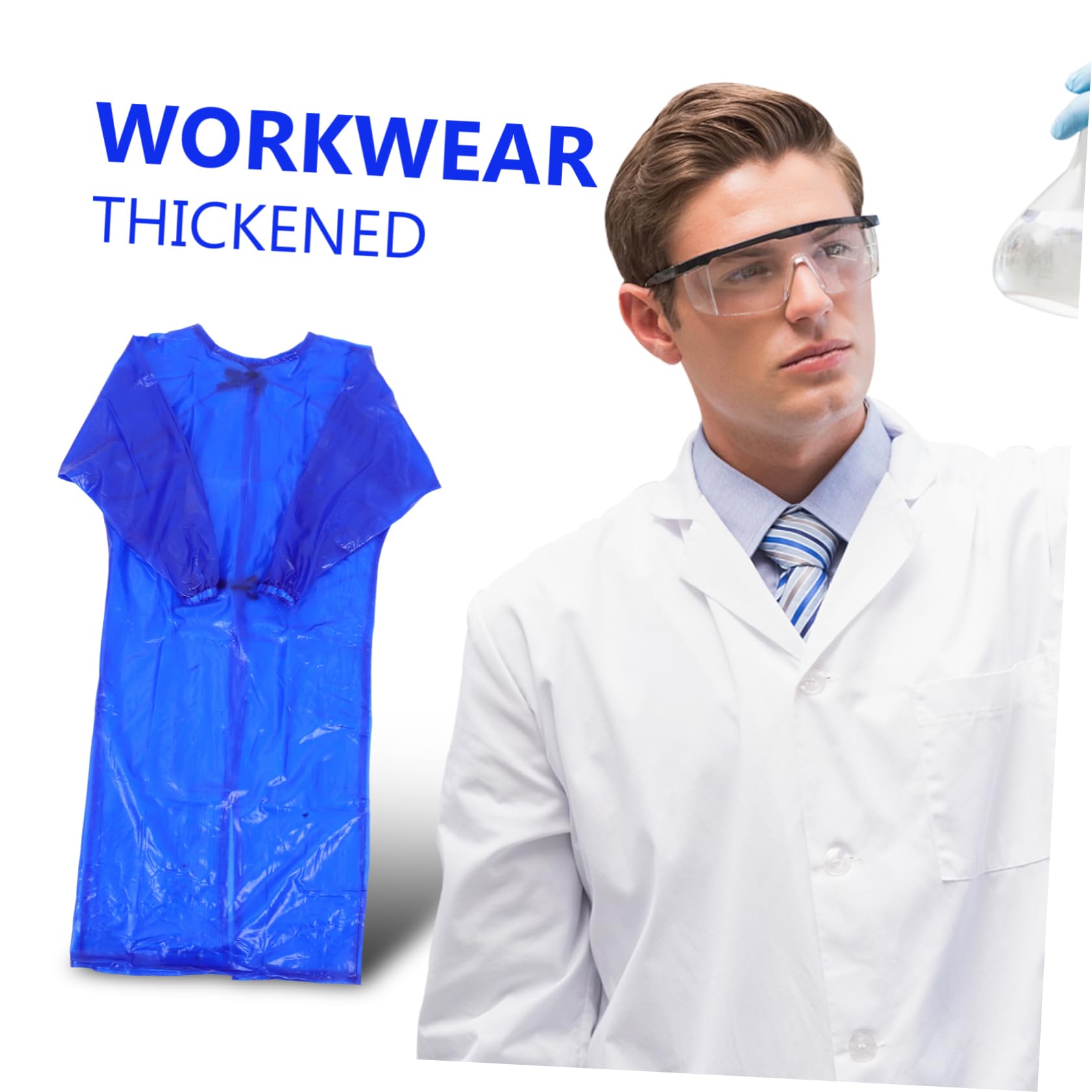 VILLCASE Langarmbluse wasserdichte Schürzen zum Geschirrspülen Geschirrspülschürze wasserdicht Laborjacke Schürzen Masse Laborkittel Küchenschürzenärmel Bulk-Schürzen PVC Blue