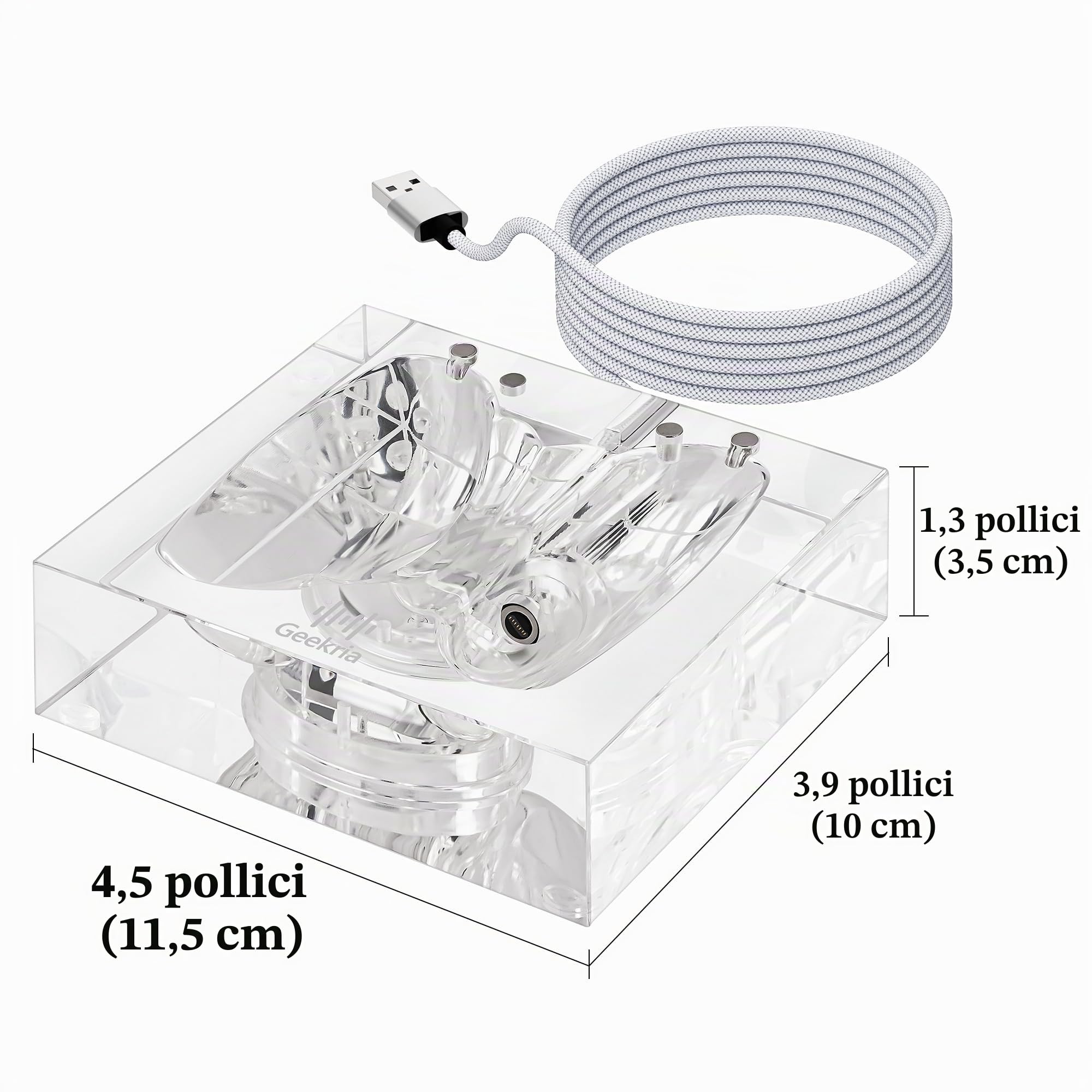 Geekria Supporto di ricarica per Apple AirPods Max/AirPods Max 2 (USB-C), dock di ricarica in acrilico, base con modalità risparmio energetico Sleep (trasparente)