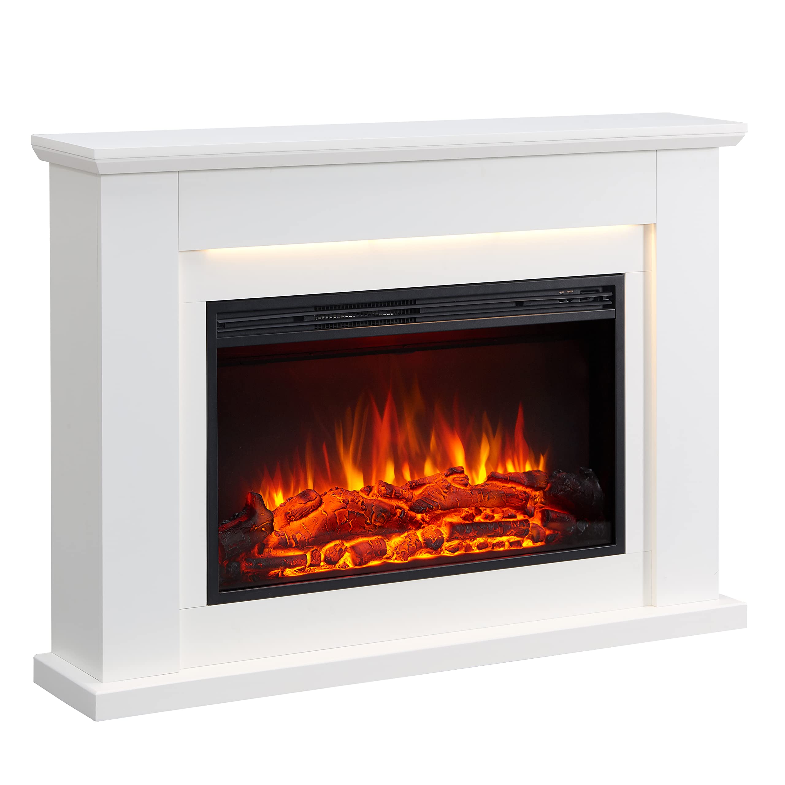 LegendFlame® Harrison Electric Fireplace with 48" Mantel Surround and Jaden 31" Insert, Cream White Finish