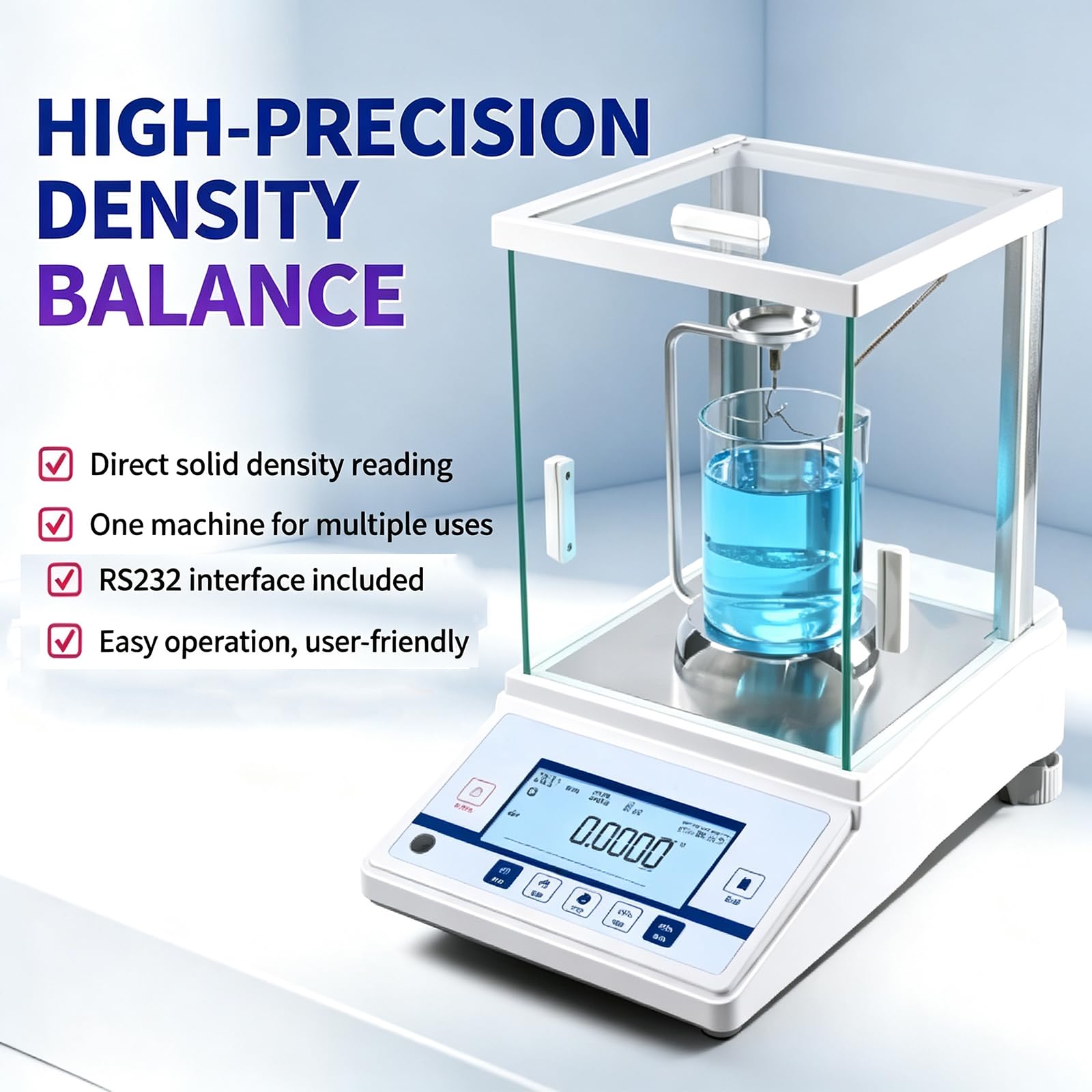 COYEUX Bilancia Analitica da Laboratorio per La Densità di Solidi E Liquidi, con Kit di Misurazione della Densità, Precisione 0,0001 G (0,1 MG), Trasferimento Dati, Protezione 220g/0.1mg