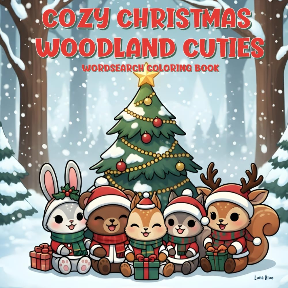 Cozy Christmas Woodland Cuties Word Search Coloring Book: Coloring Puzzle Book for Adults, Teens, and Kids (Cozy Woodland Cuties)