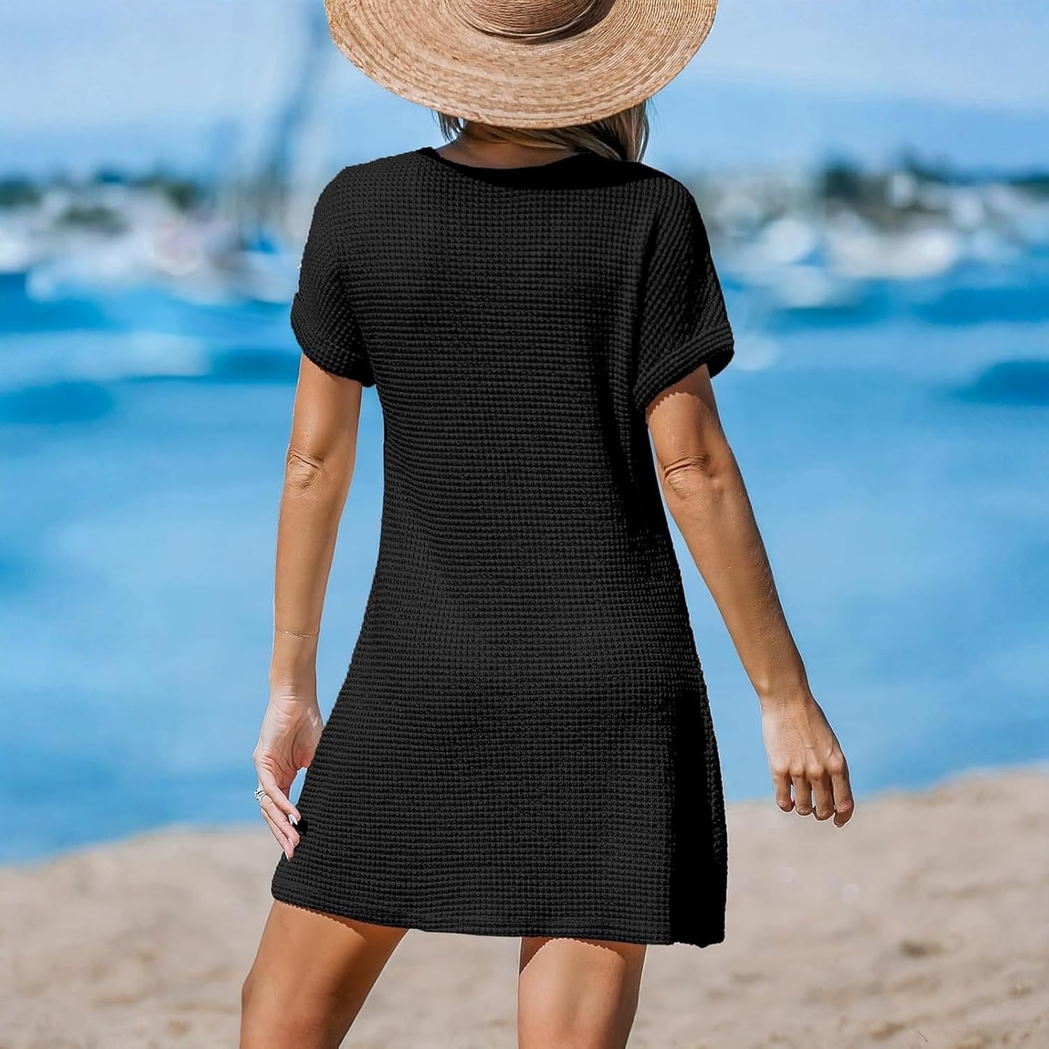 Beach Swimsuit Coverup for Women V Neck Swimwear Twisted Dresses Bathing Suit - Image 7