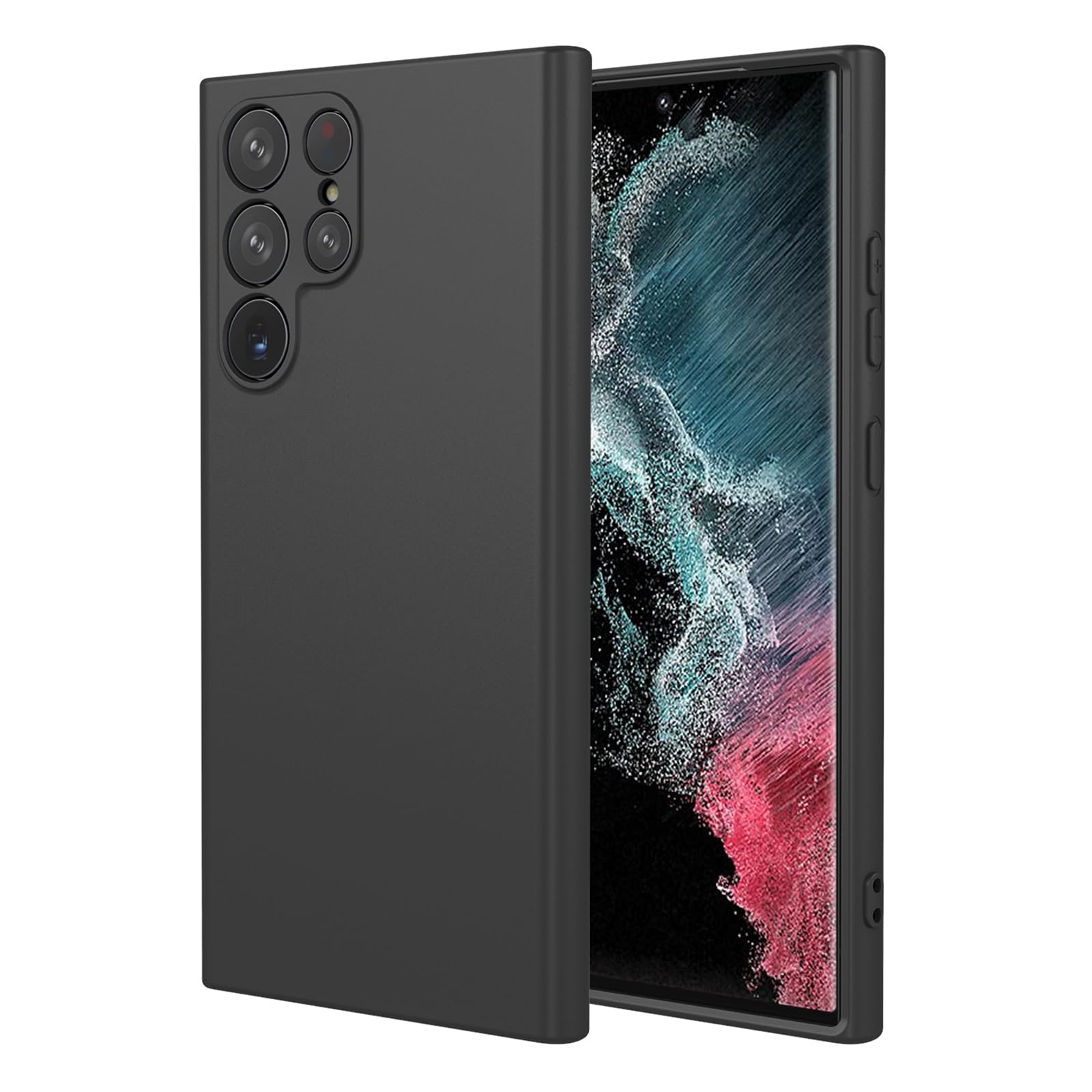 Case for Samsung S22 Ultra,Liquid Silicone Case,Anti-Scratch Soft Microfiber Lining,Full Body Protective Phone Cover for Samsung Galaxy S22 Ultra,Black