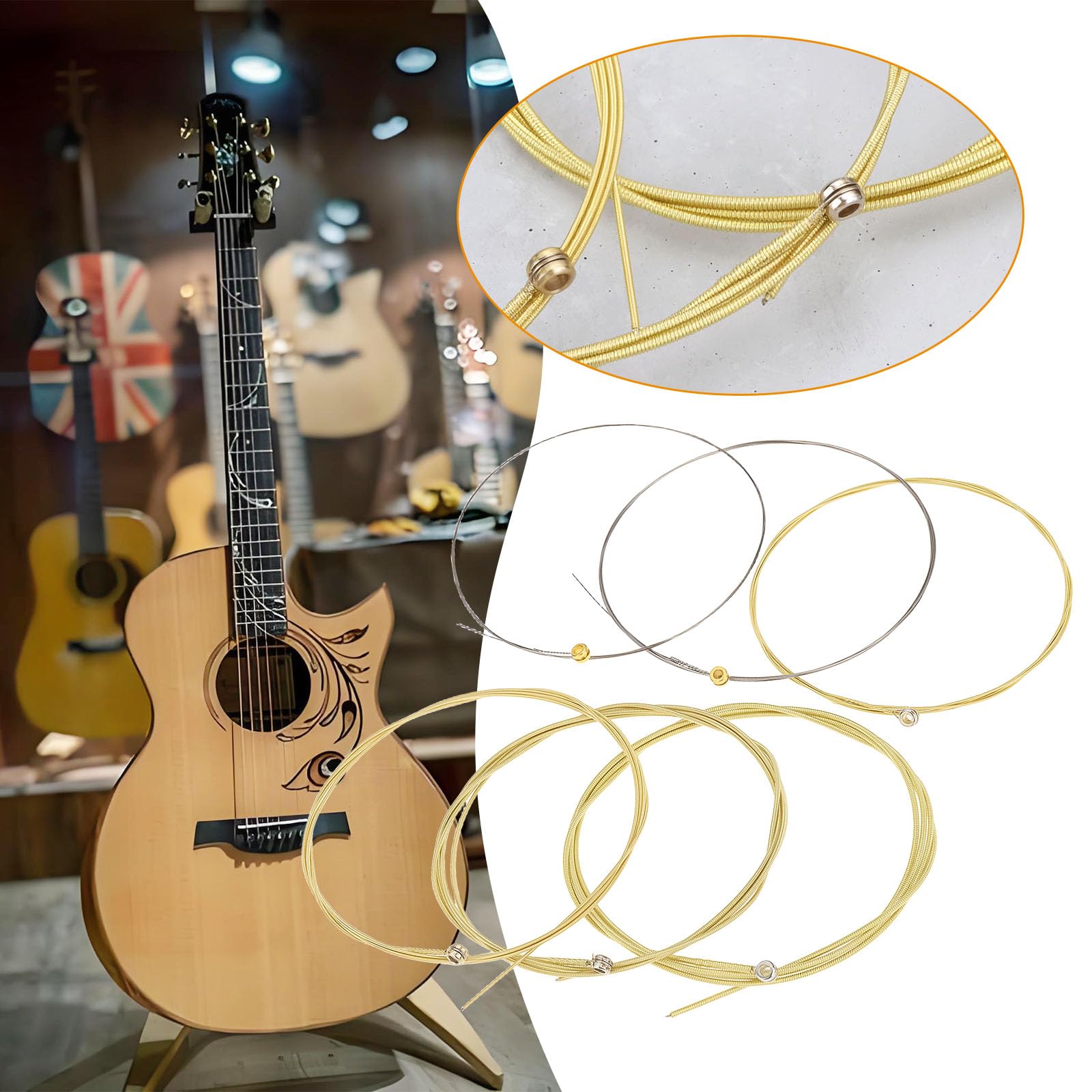 Briny River 1 Sets 2004 80/20 Bronze Acoustic Guitar Strings Suitable for Most Electric Guitar (11-52 Gauge) - Image 2