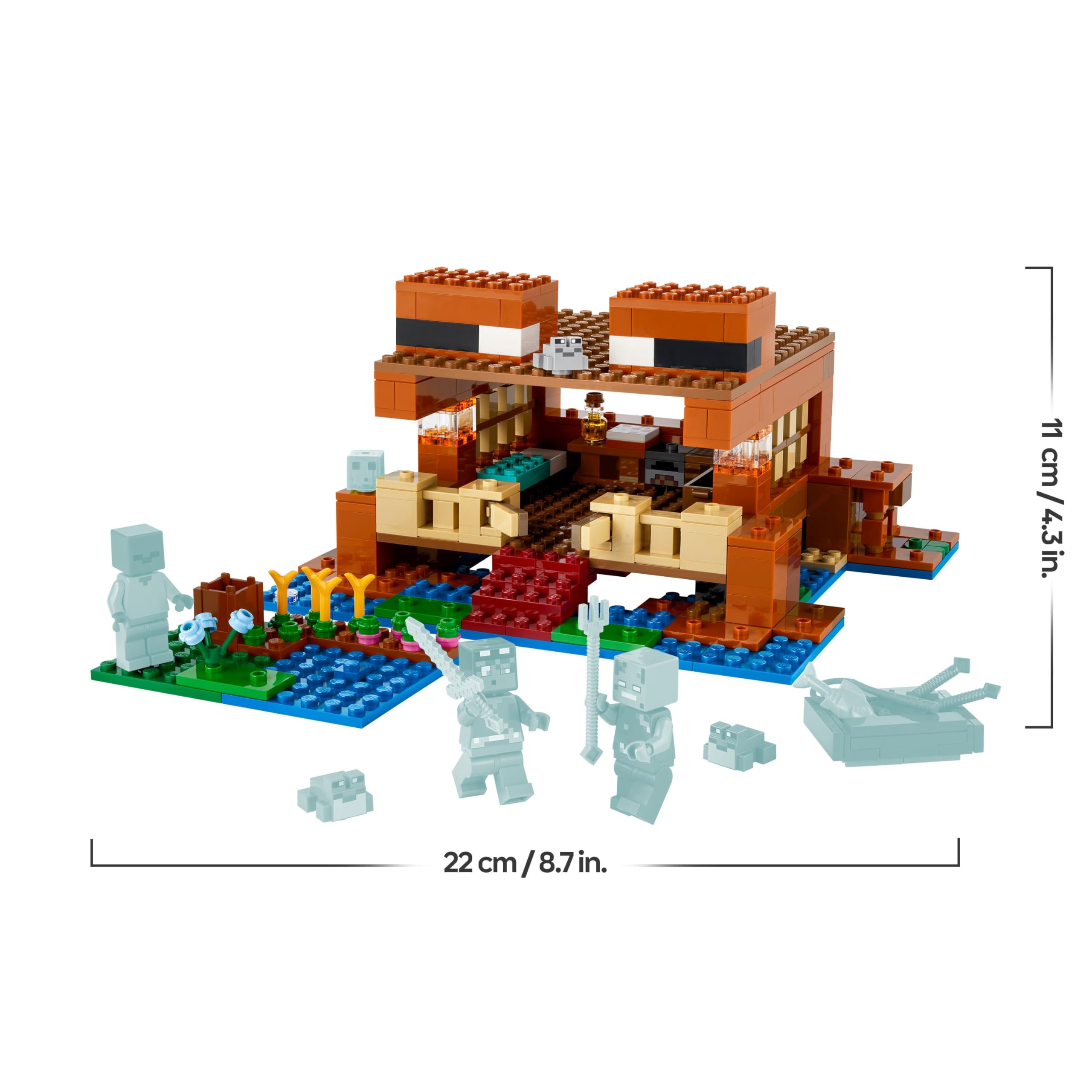 LEGO Minecraft La Casa-Rana de Juguete - Juego con Barco, Figuras de Animales y Criaturas - Accesorios Inc. Mesa de Trabajo y Horno - Regalo Gamer para Niños y Niñas de 8+ Años 21256