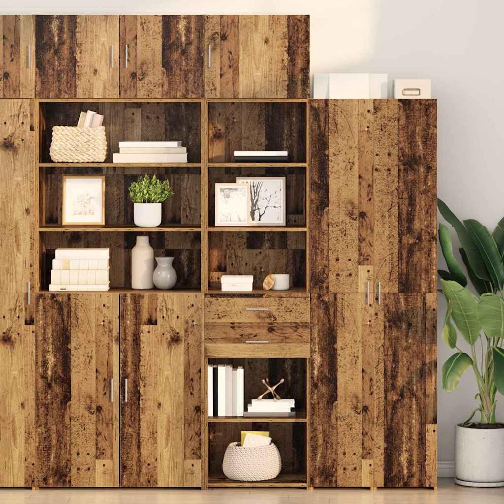 Meuble haut en bois vieilli - 50 x 42,5 x 185 cm - Avec tiroir et porte - Meuble de rangement moderne pour salon, salle à manger, bureau - Avec étagère et étagère - Style maison de campagne