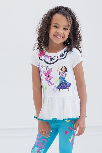 Vista 2 de Disney Encanto Mirabel - Conjunto de vestido de camiseta y leggings para niñas pequeñas y grandes