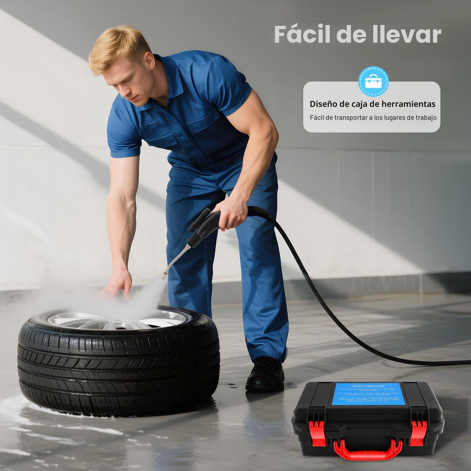 Limpiador de vapor de alta presión, 3000 W, 220 V, máquina de alta temperatura, portátil, dispositivo profesional con caja de almacenamiento para suelo y paredes