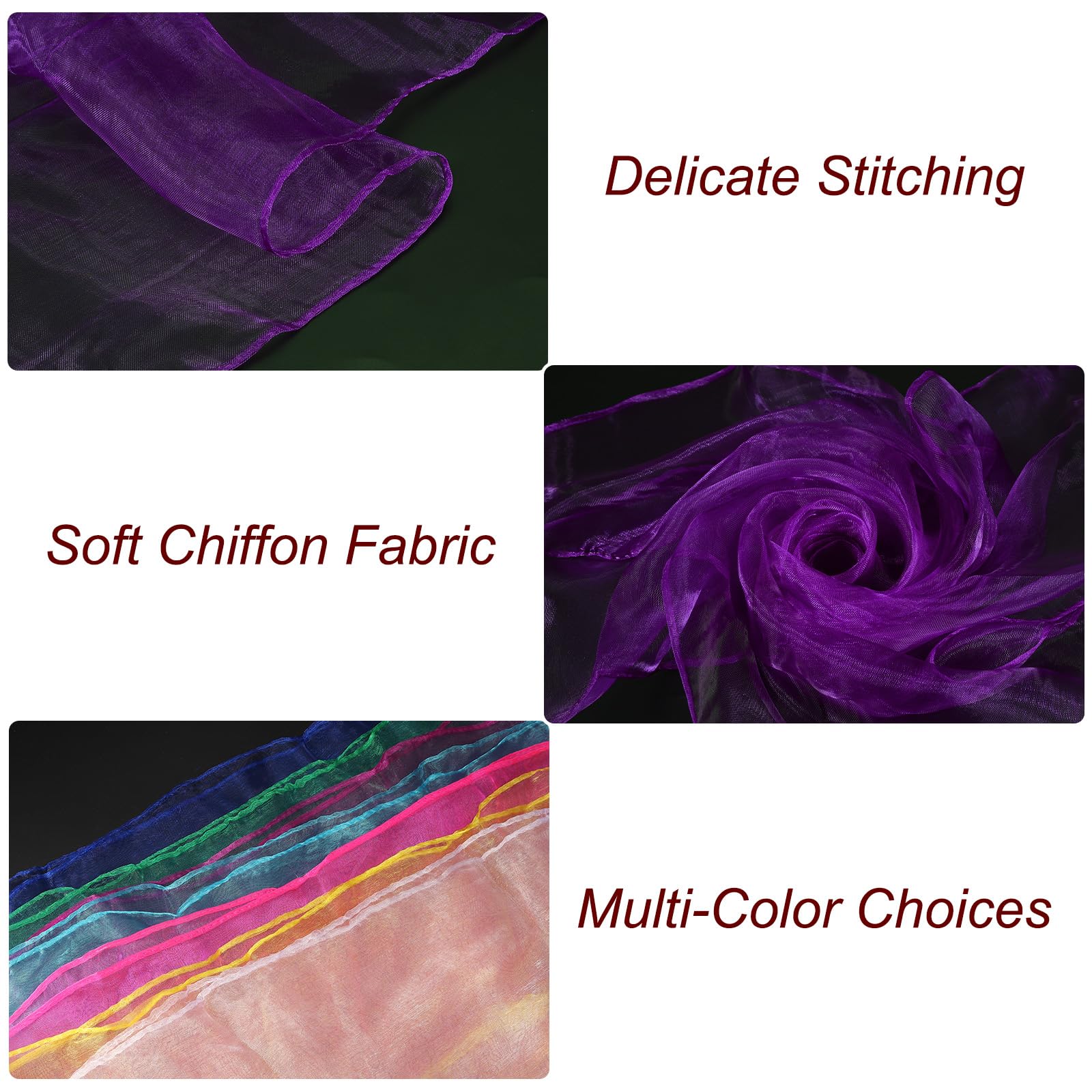 PATIKIL Sciarpe da danza, 48 pezzi, sciarpe quadrate da giocoleria, 61 x 50 cm, sciarpe per movimento musicale, accessori per giocare a giocoleria magica, viola
