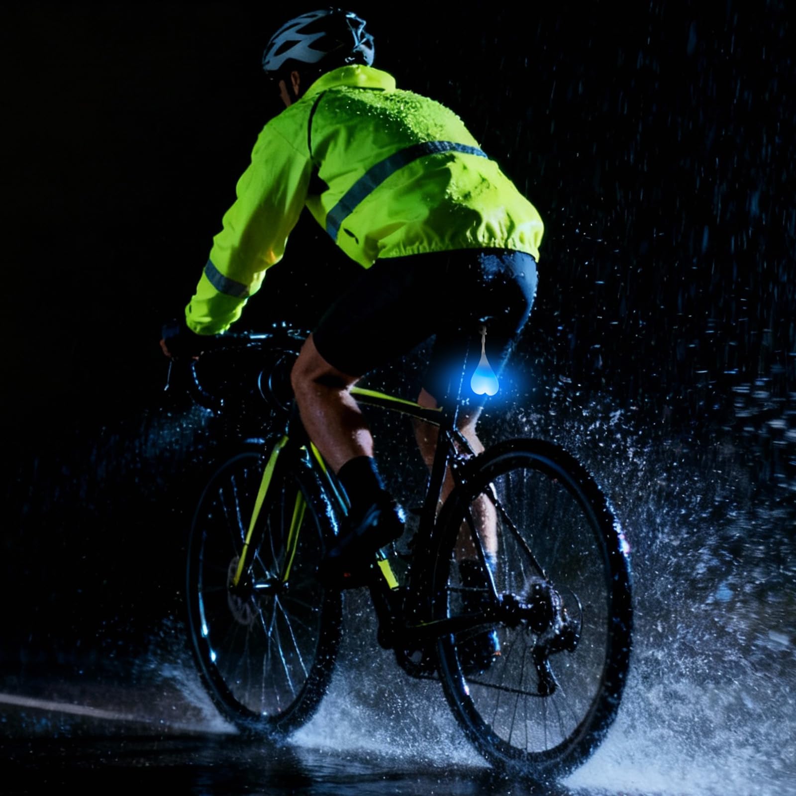 Feux arrière de Boule de vélo, Riloer Feux arrière pour VTT, Éclairage décoratif pour Jardins lumières d'avertissement de Coeur de vélo, Lampe d'oeuf LED Essentielle de Nuit, imperméable，Bleu