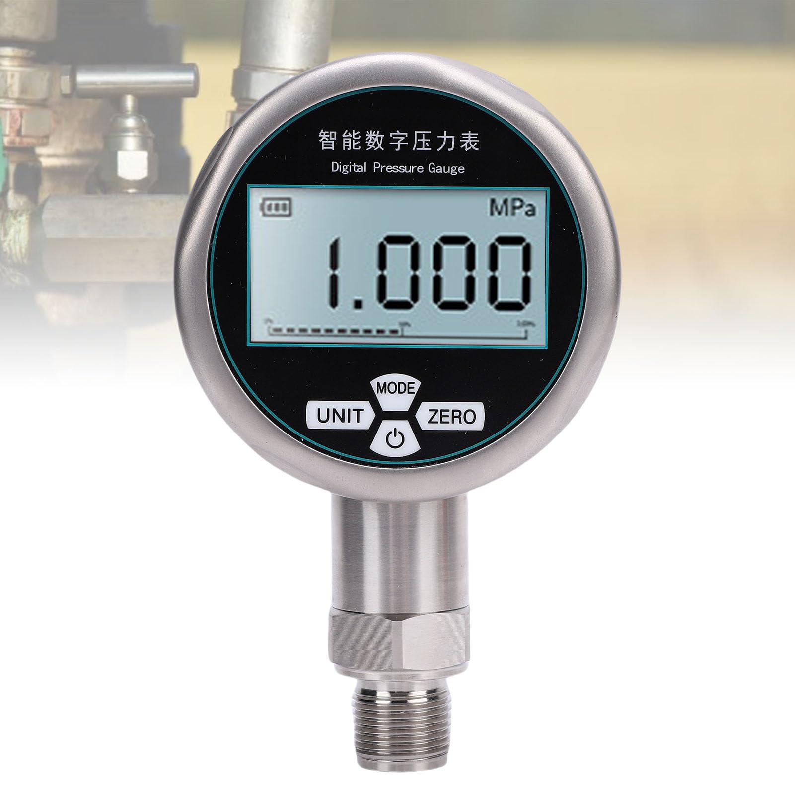 Fafeicy Misuratore di Pressione Digitale Tester di Pressione Elettronico in Acciaio Inossidabile Gamma di Display a 5 Cifre con Filettatura per la Misurazione di Liquidi Idraulici di