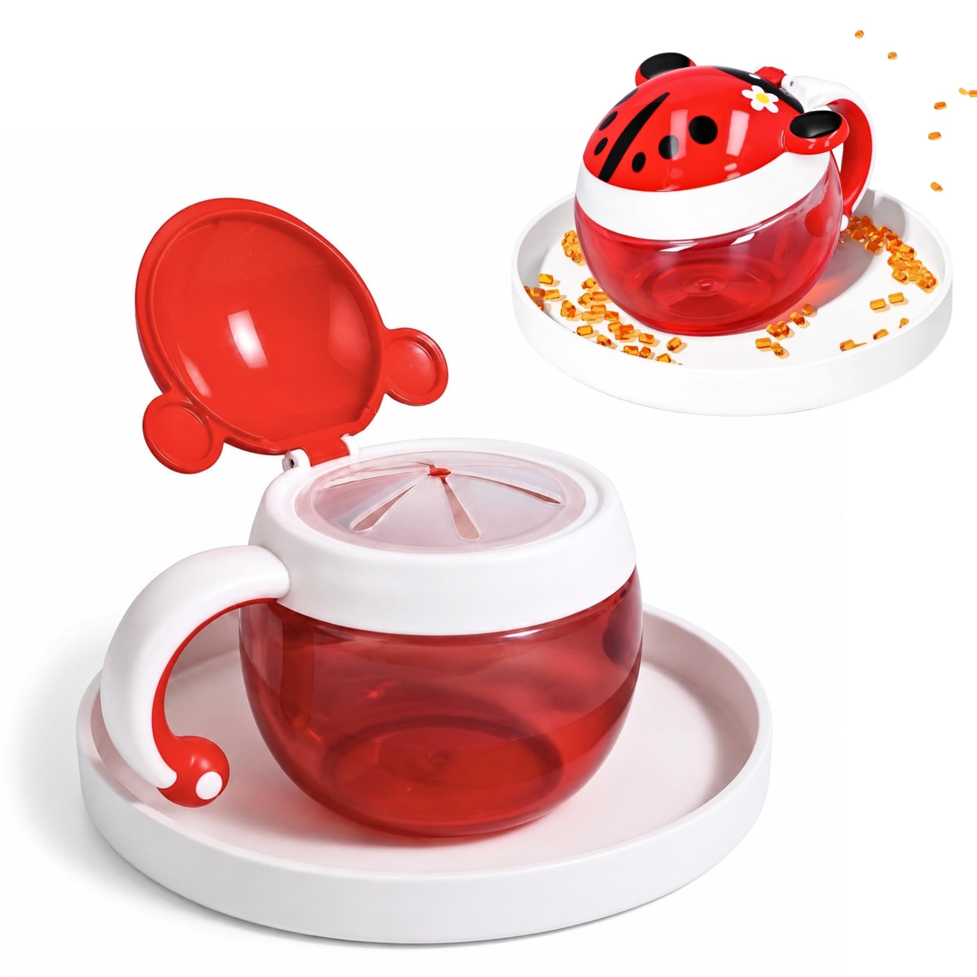 Twisoo Cartoon -Themed Toddler Snack Cup with Handle Safe and Playful Container Cup with Handle - Food Storage - Spill-Proof, BPA-Free, Fun Cartoon Design for Kids (Red)-image-11