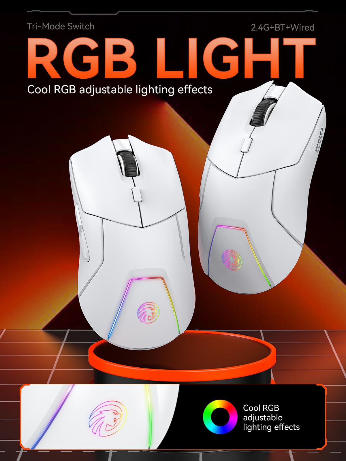 Amazon.com: FMOUSE White Wireless Gaming Mouse, Tri Mode (2.4G