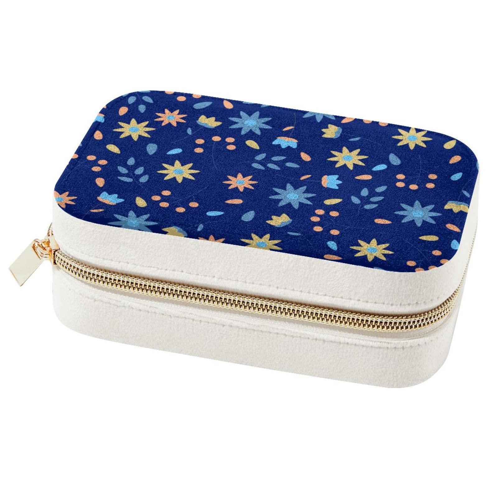 Boîte à bijoux portable fleurie pour colliers en voyage