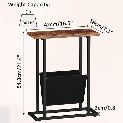Miniatura 3 de Mesa auxiliar estrecha para espacios pequeños, mesa auxiliar pequeña con soporte para revistas, mesa delgada delgada y delgada para sala de estar,