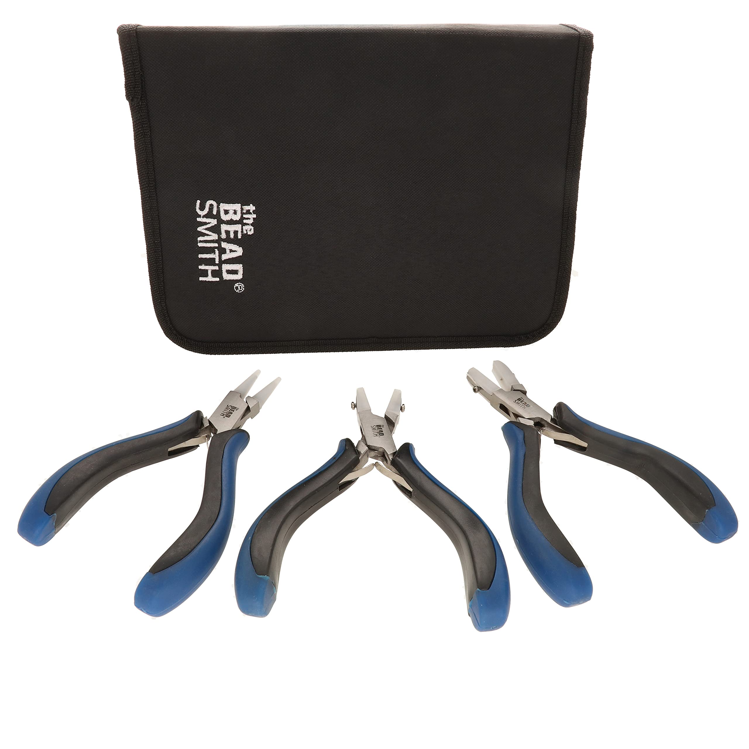 The Beadsmith Nylon Jaw Plier Set – Round, Chain & Flat Nose – Ergonomic Handle, Double Leaf Springs, Replacement Heads & Carry Case – Jewelry Making Tool for Creating Bracelets, Earrings & Necklaces