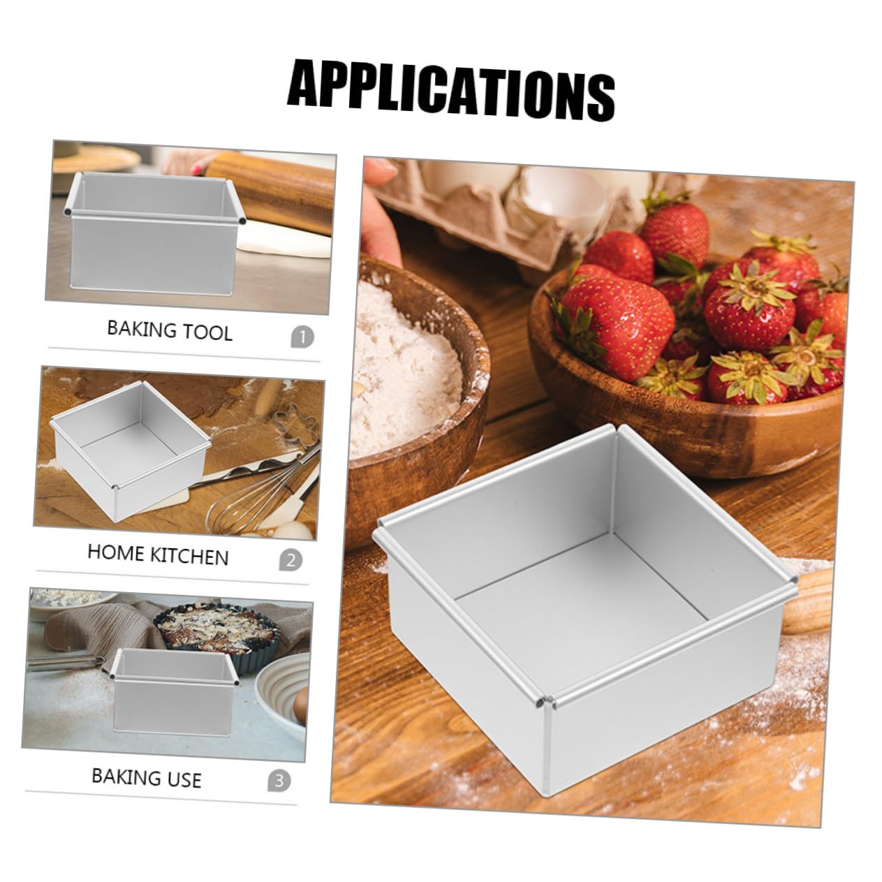 Molde Cuadrado para Bizcocho de Aleación de Aluminio con Fondo Desmontable Antiadherente Fácil Desmoldar para Repostería y Tartas Caseras